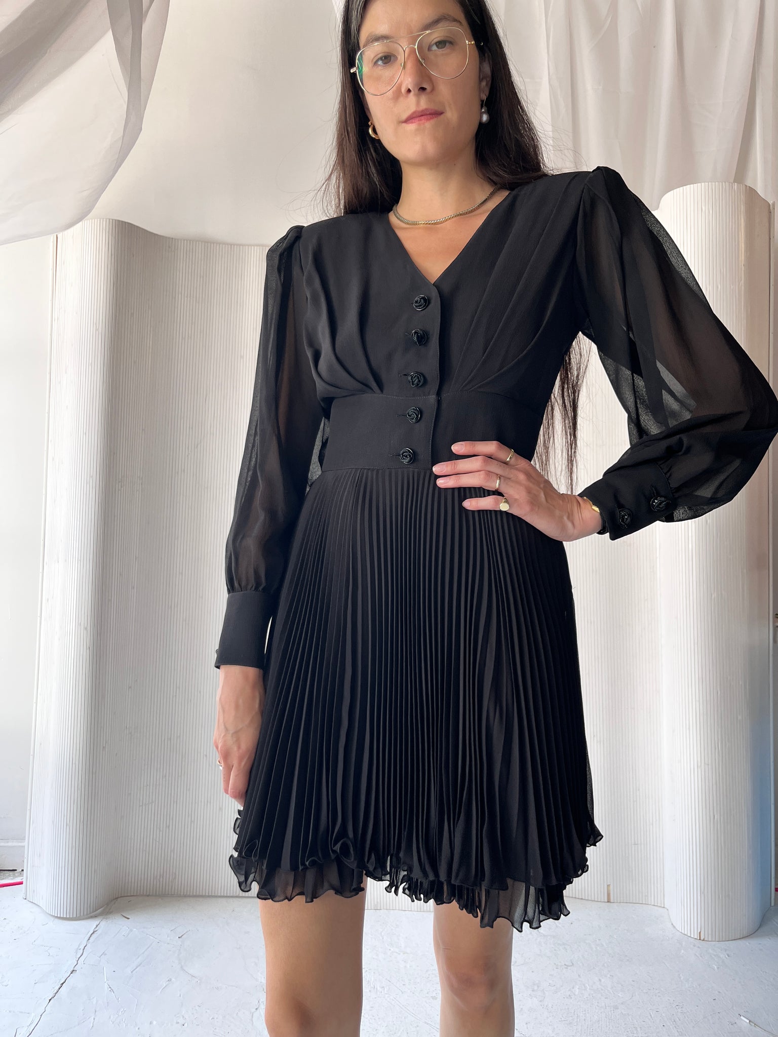 Ungaro black pleat dress