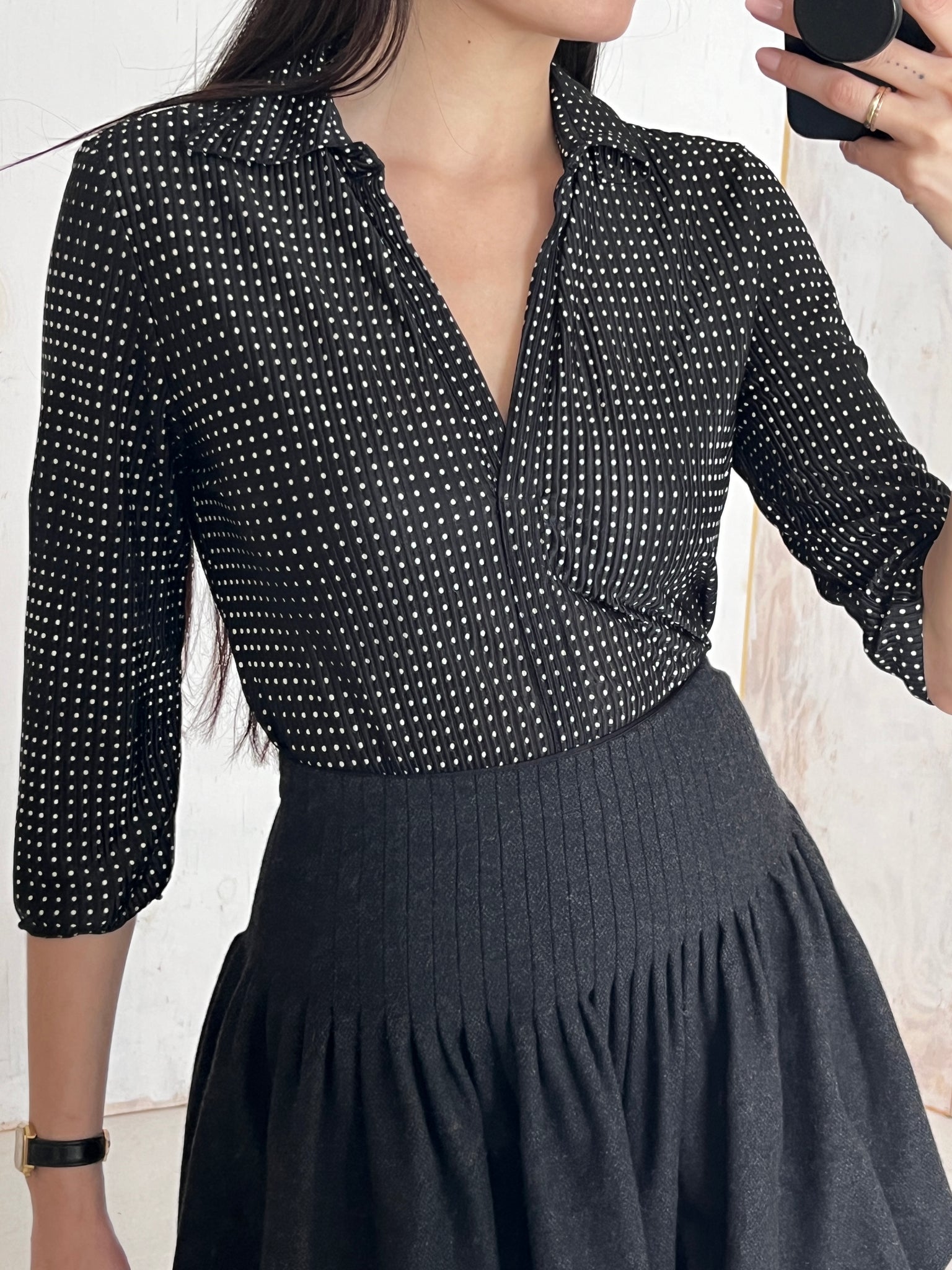 Beechers brook plisse polka dot top