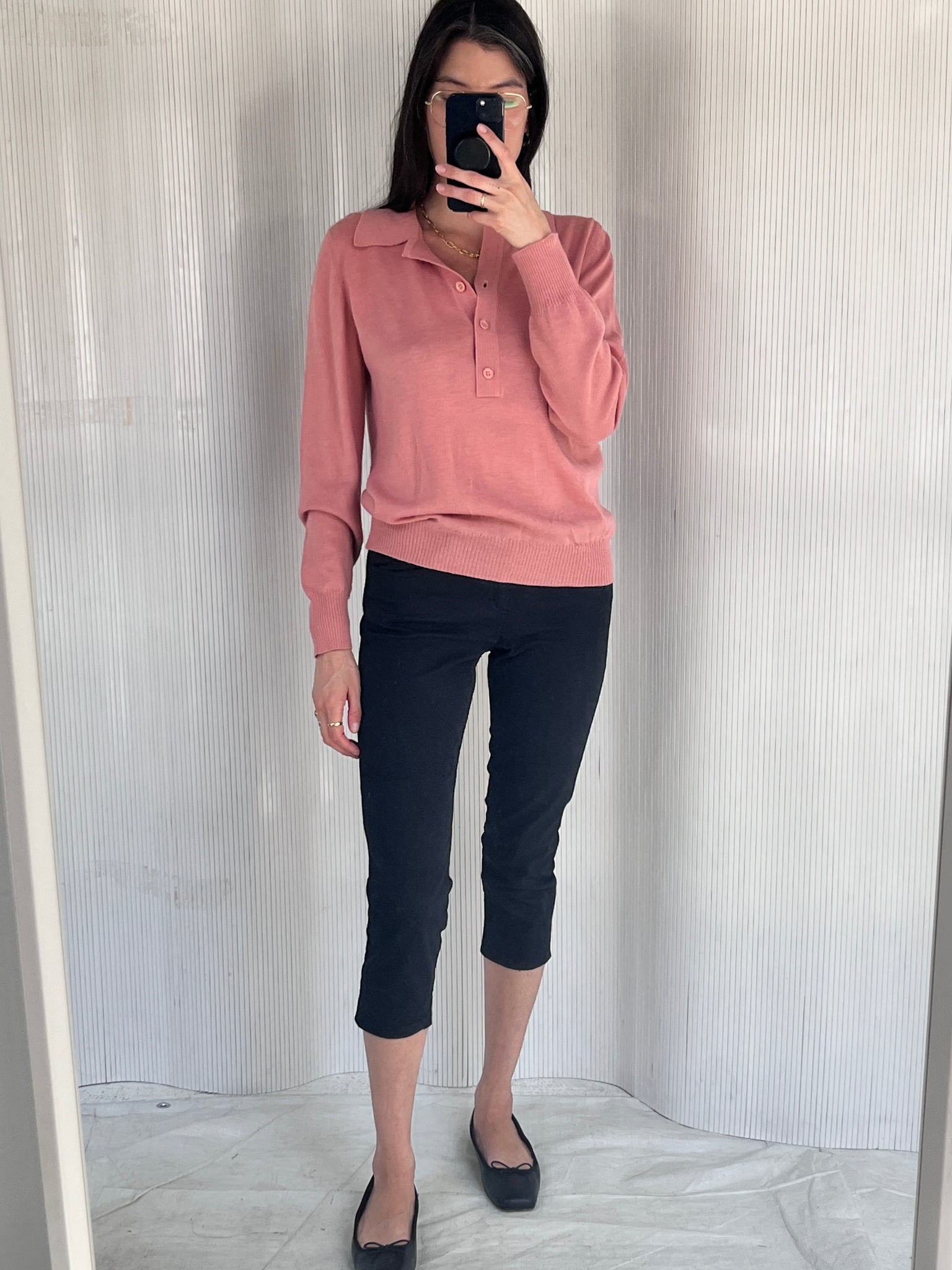 Rodier Paris Clay/Pink Collared Sweater