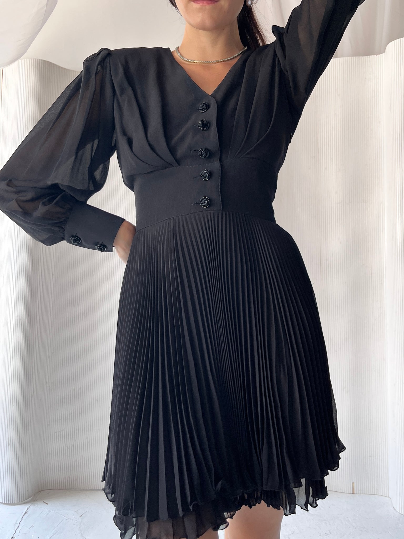 Ungaro black pleat dress