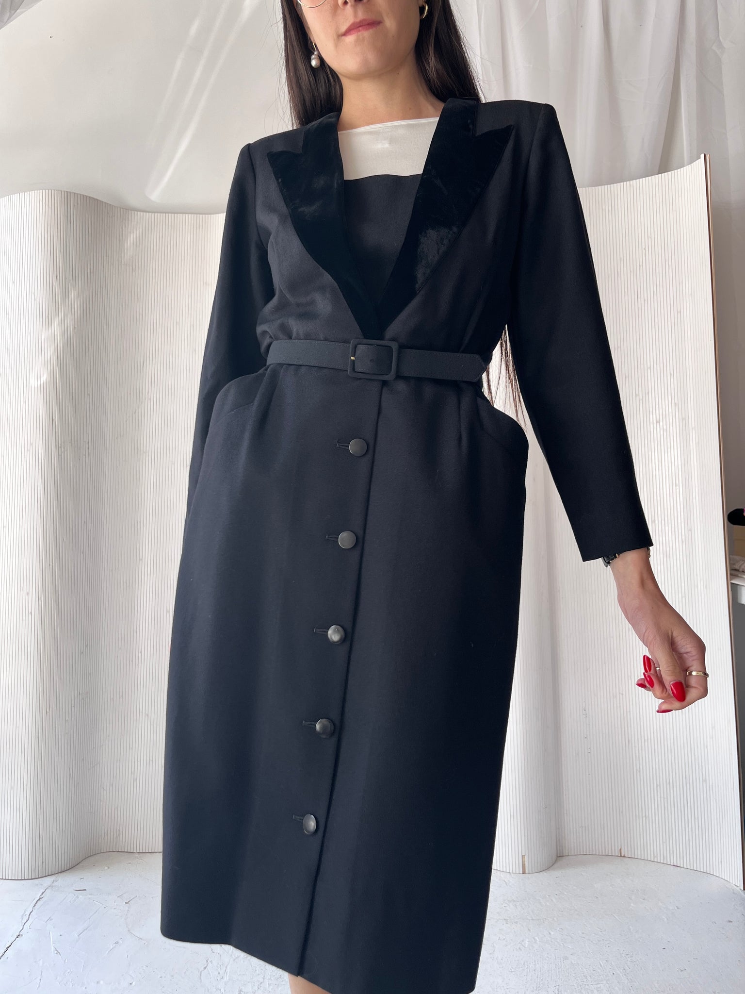 Dior Black Wool Belted Dress