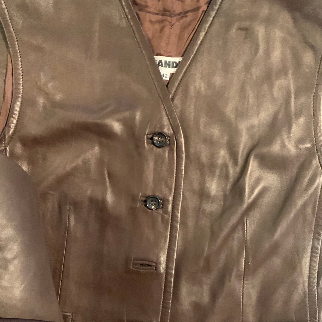 Jil sander brown leather vest