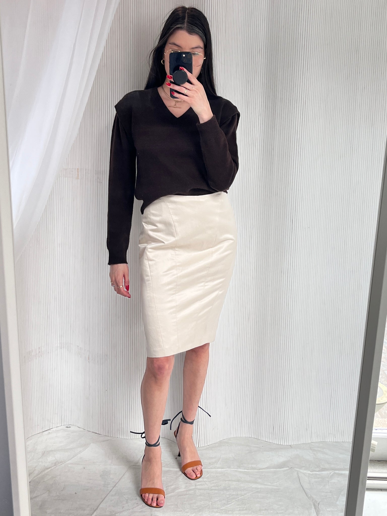Blumarine Silk & Lace Skirt