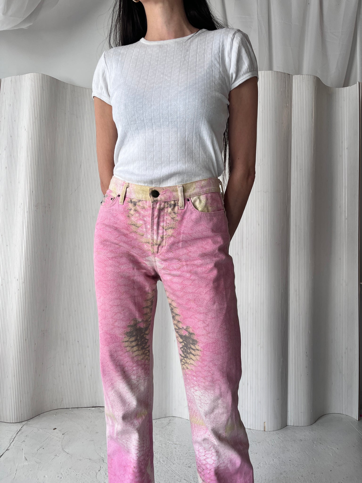 Just Cavalli Pink Snake Denim