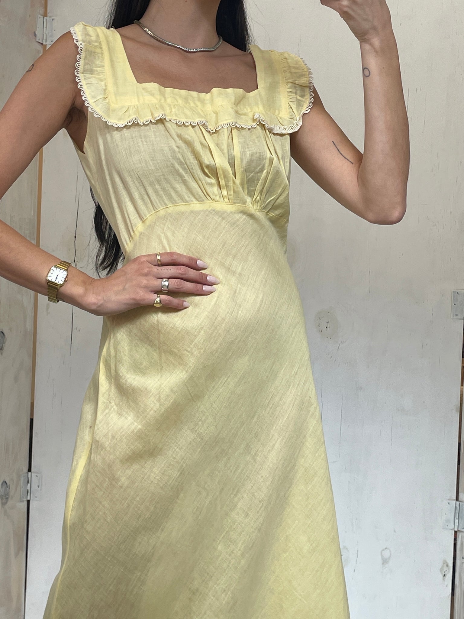 1940s Bias Cut Yellow Dress
