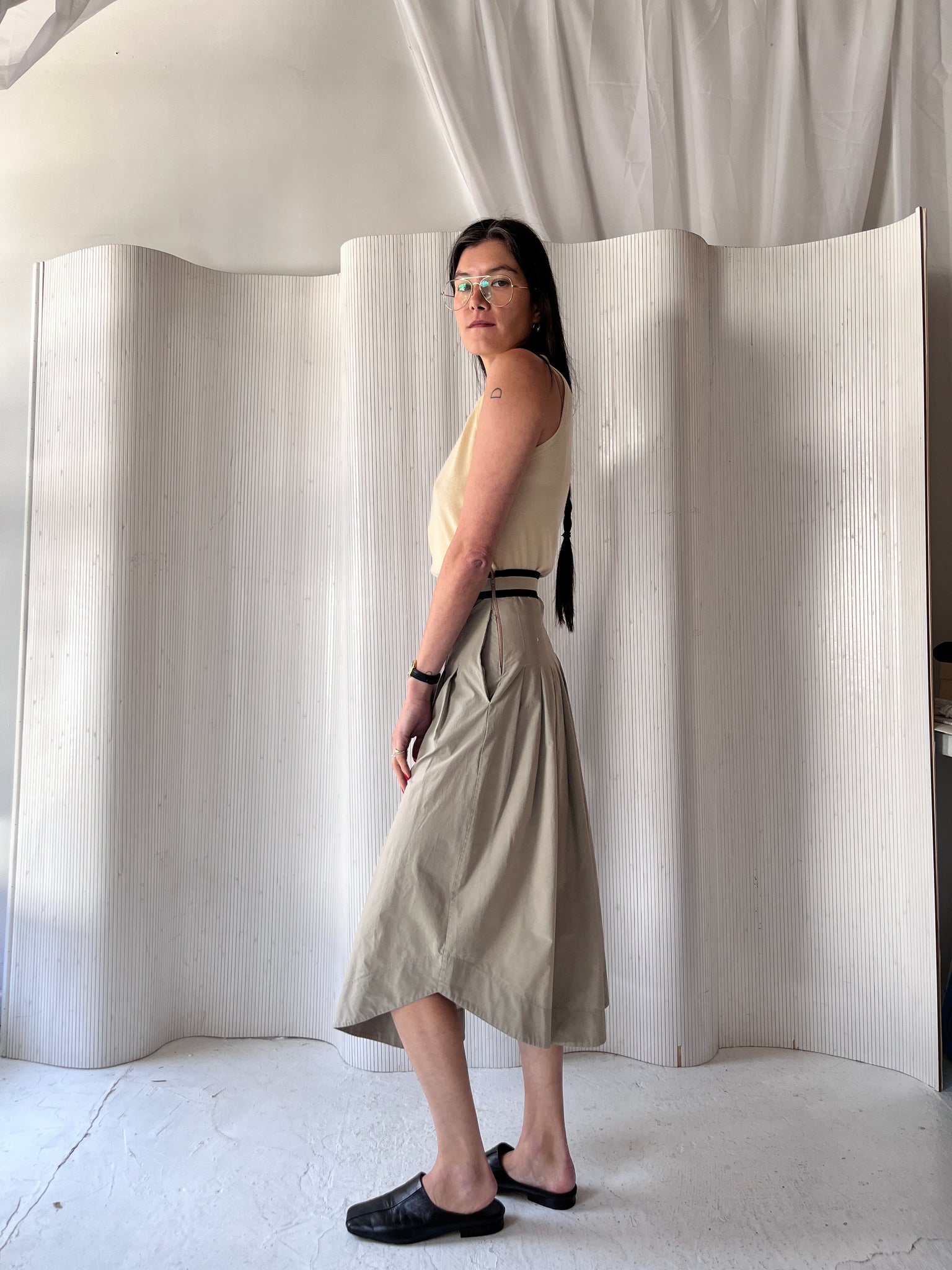 Pleated Skirt with Elastic Waist