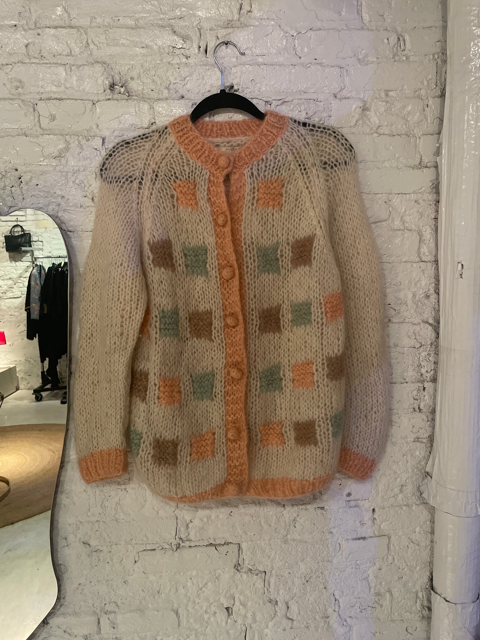 Mohair Pastel Squares Cardigan