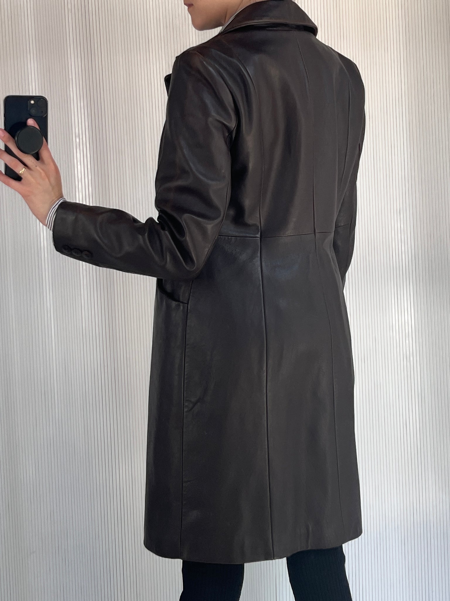 Kenneth Cole Reaction Brown Leather Coat