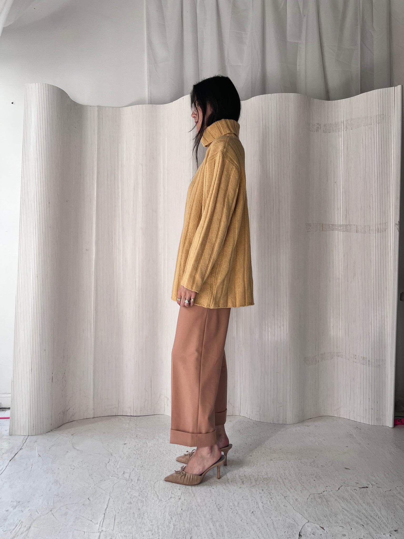 Vintage Yellow Wool Turtleneck