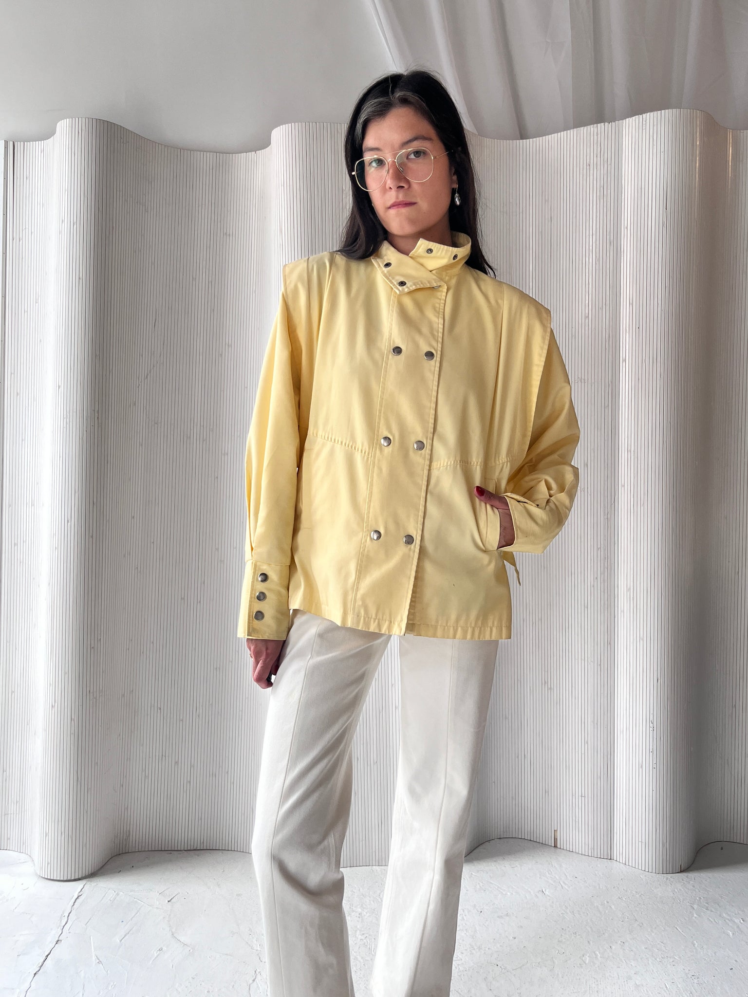 Yellow Cotton moto jacket