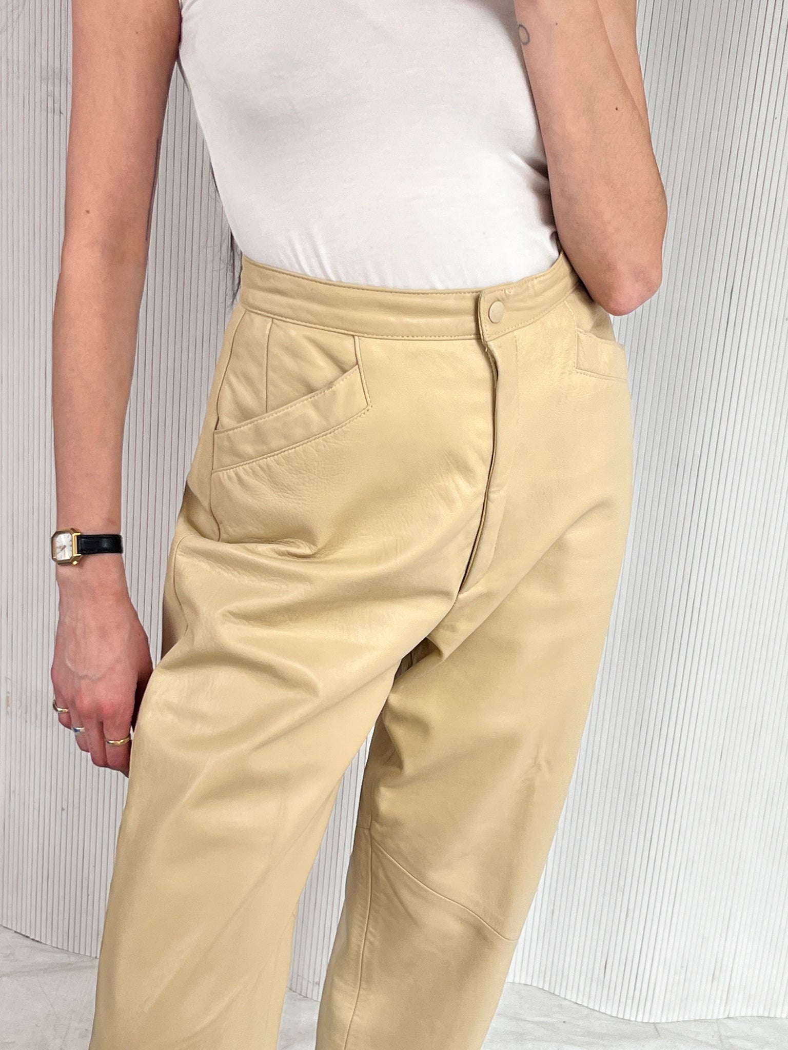 1980s Buttercream Leather Pants