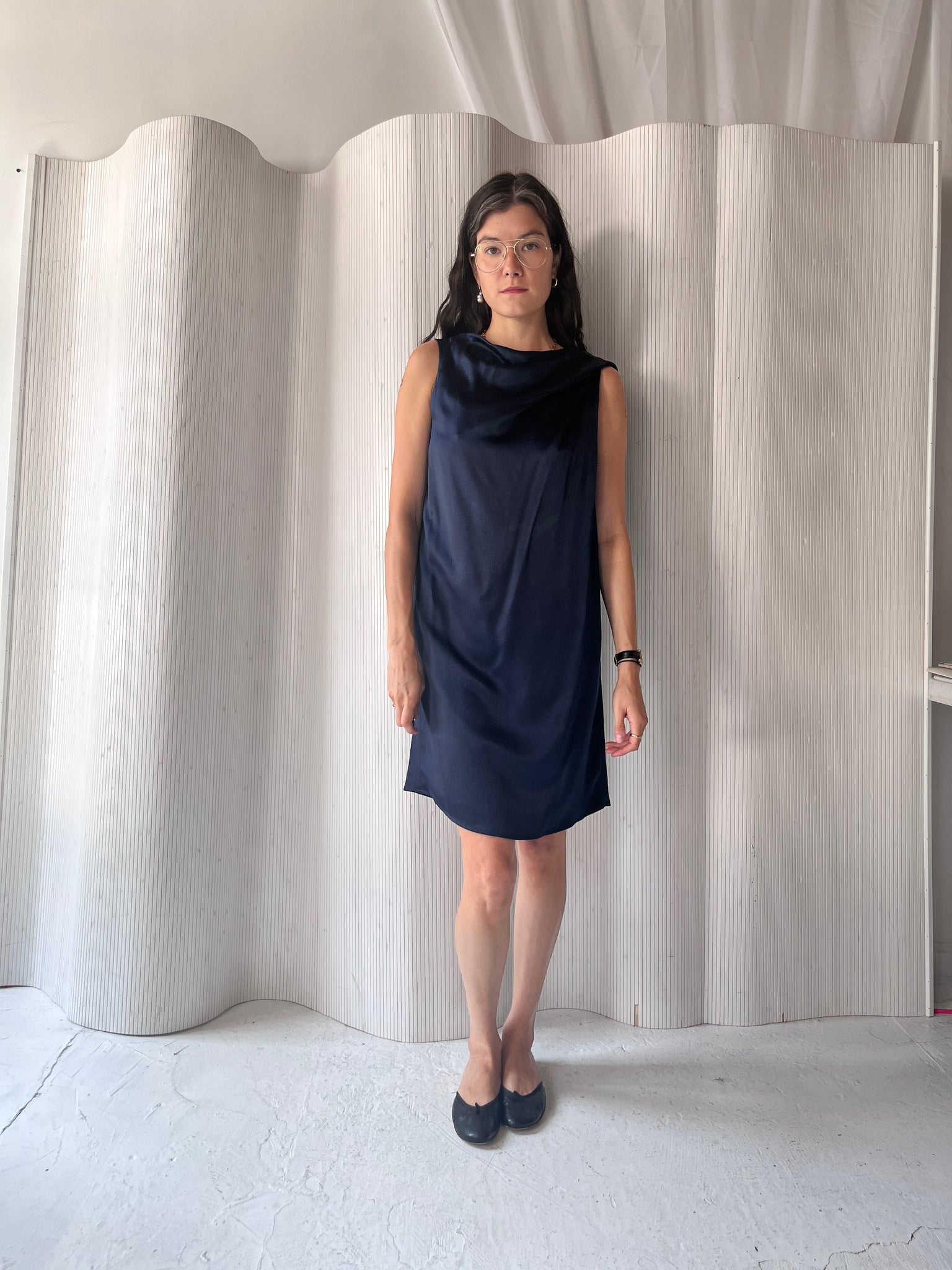 Doo-Ri Navy Silk Dress