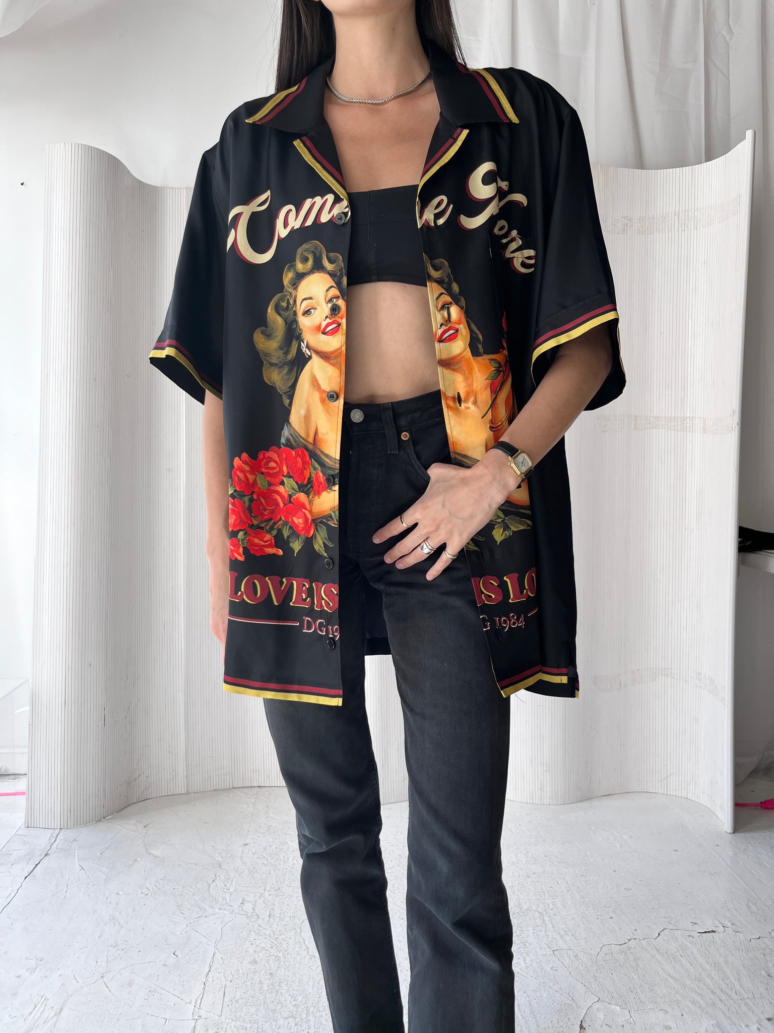 Dolce & Gabbana 100% Silk Pin Up Shirt