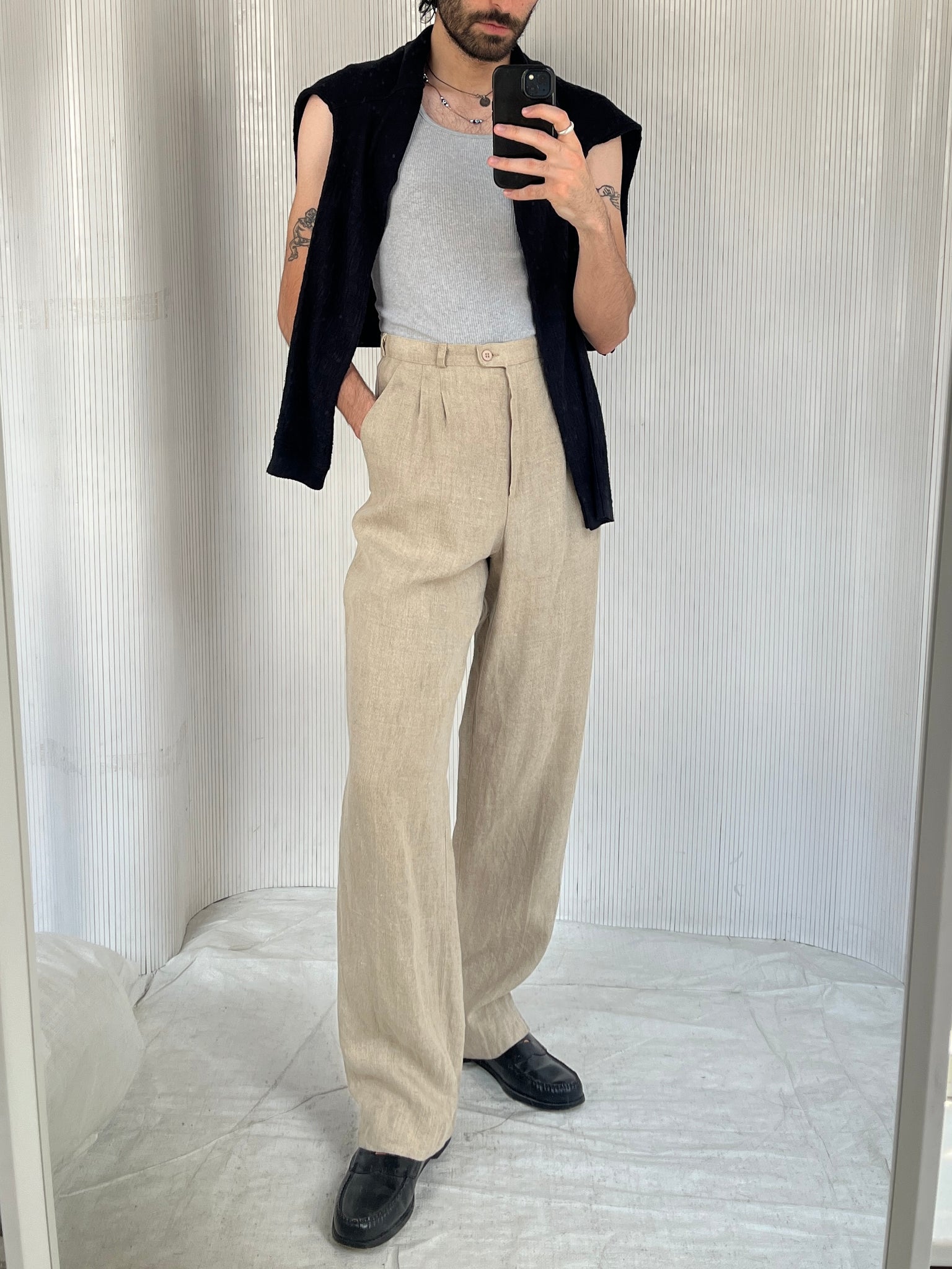 I. Magin beige flax trouser