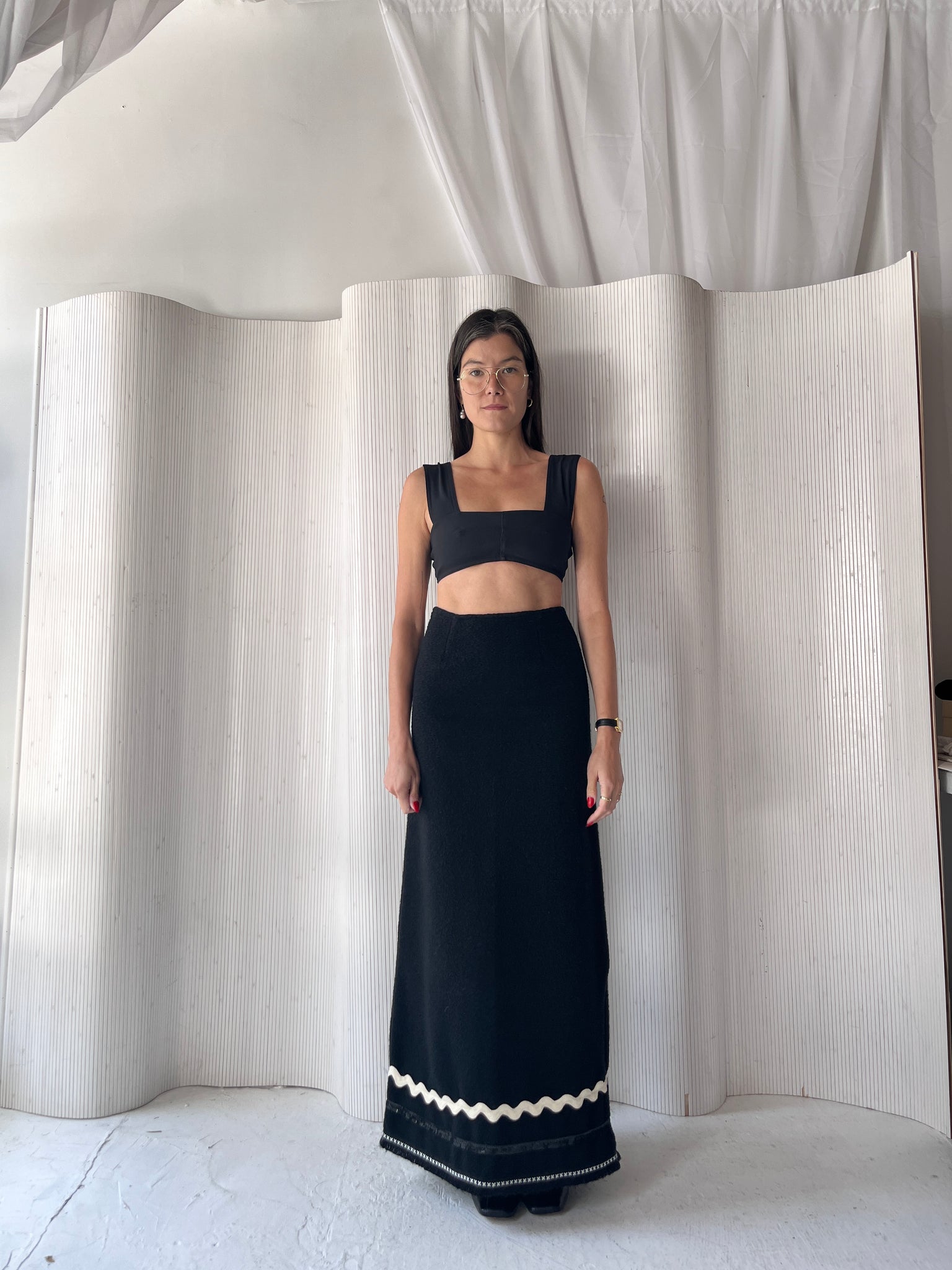 Black Wool Maxi Skirt