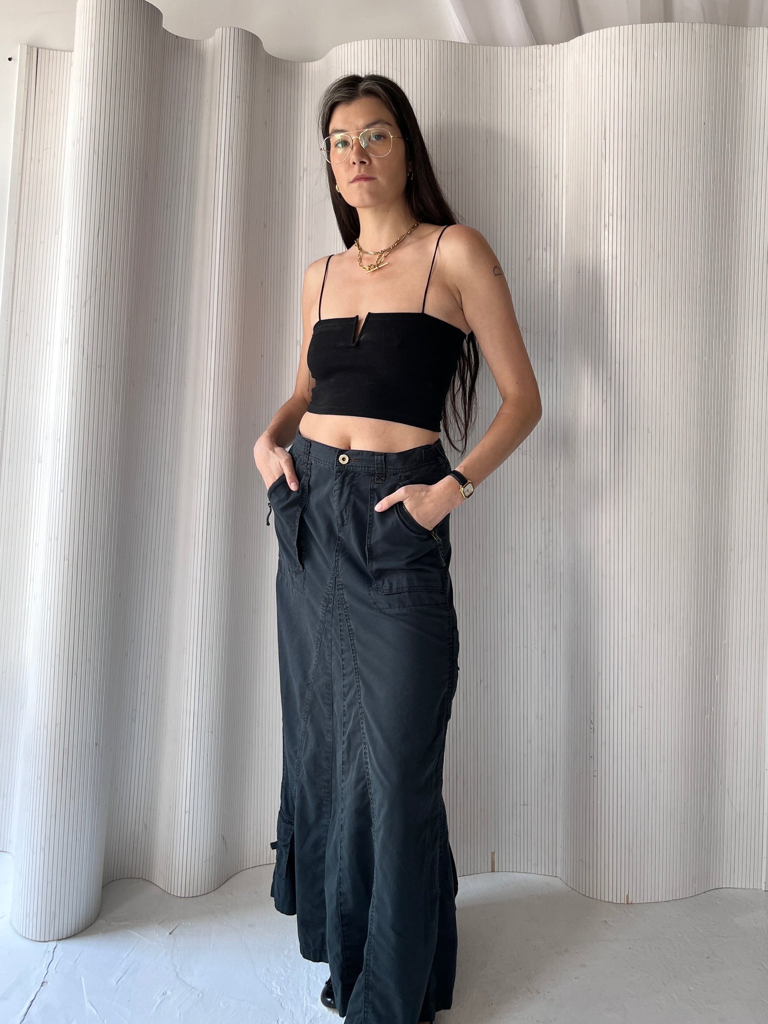 2000s Ralph Lauren cargo maxi skirt