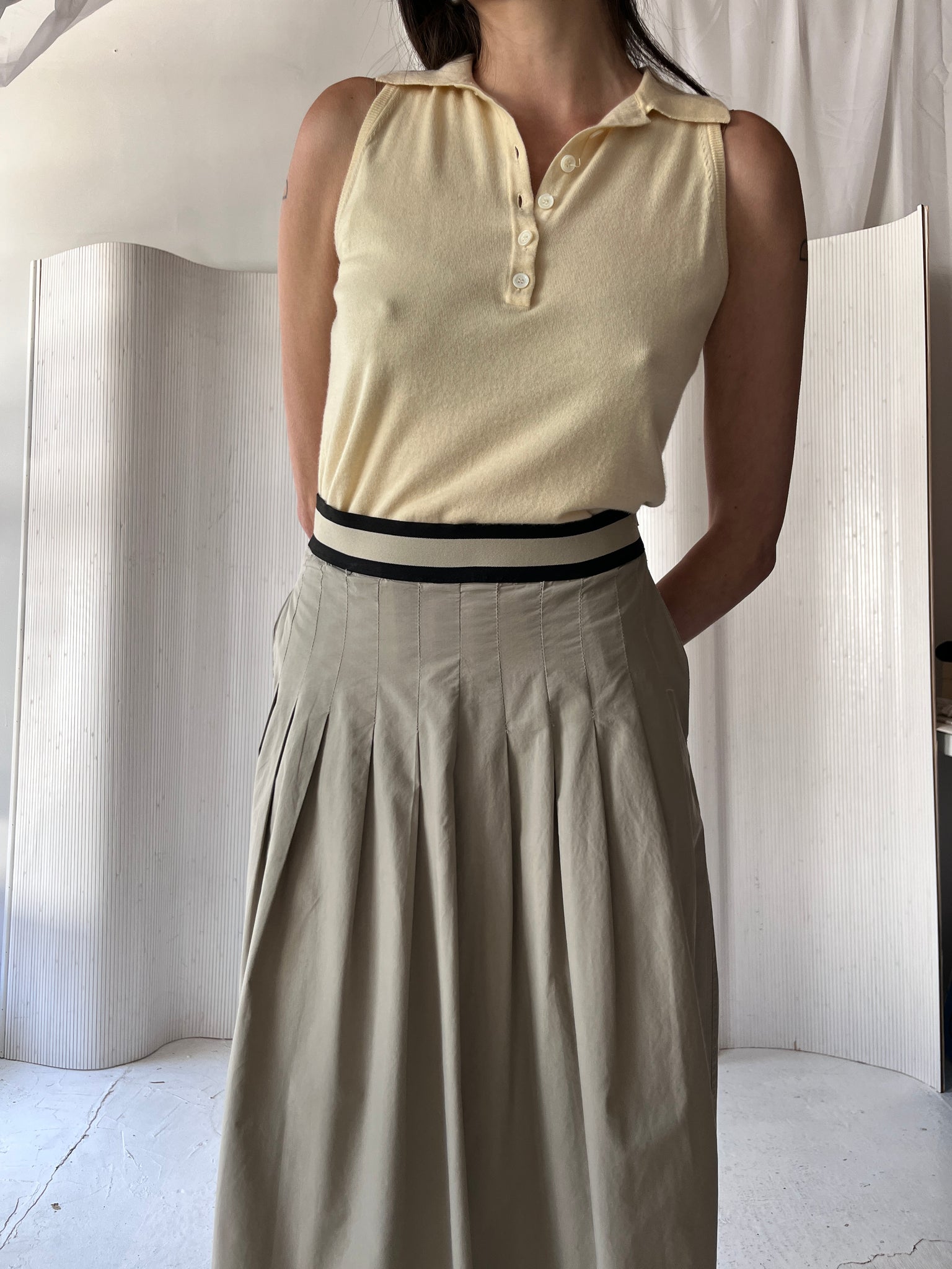 Pleated Skirt with Elastic Waist