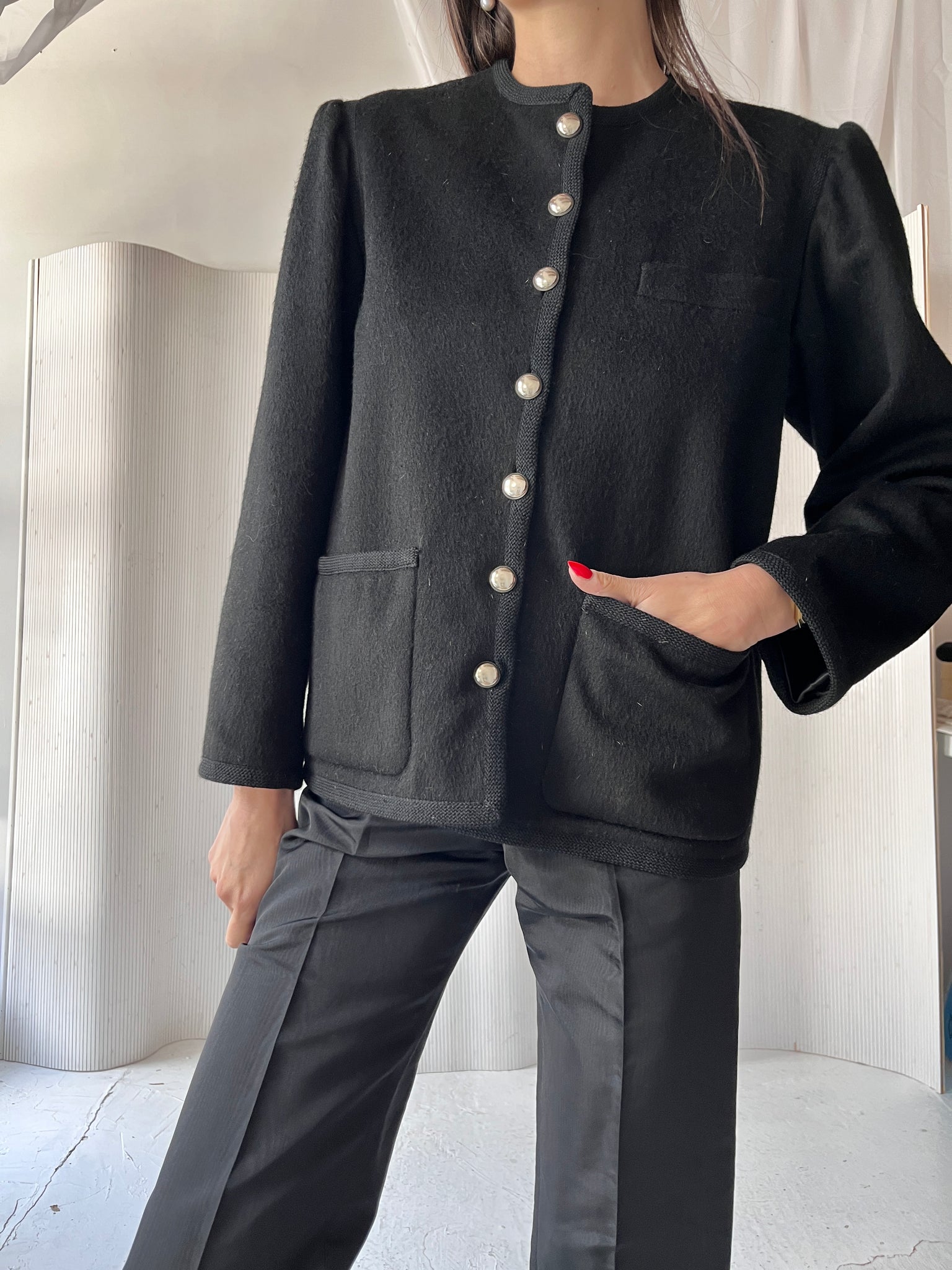 Saint Laurent Rive Gauche Black Wool Jacket