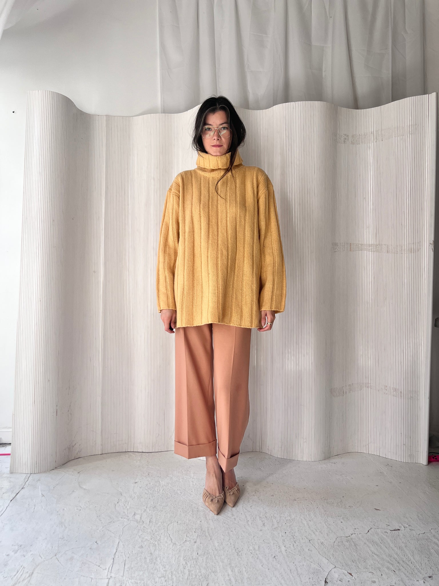 Vintage Yellow Wool Turtleneck