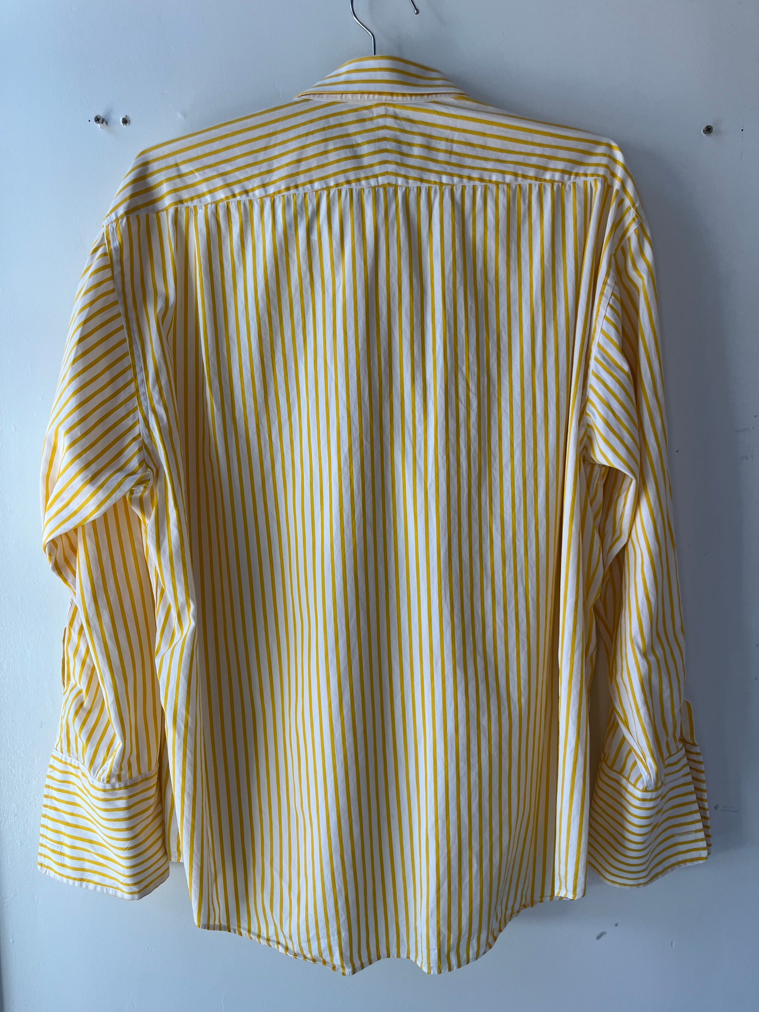 Hickey Freeman Yellow And White Stripe Button Down, 17.5/34