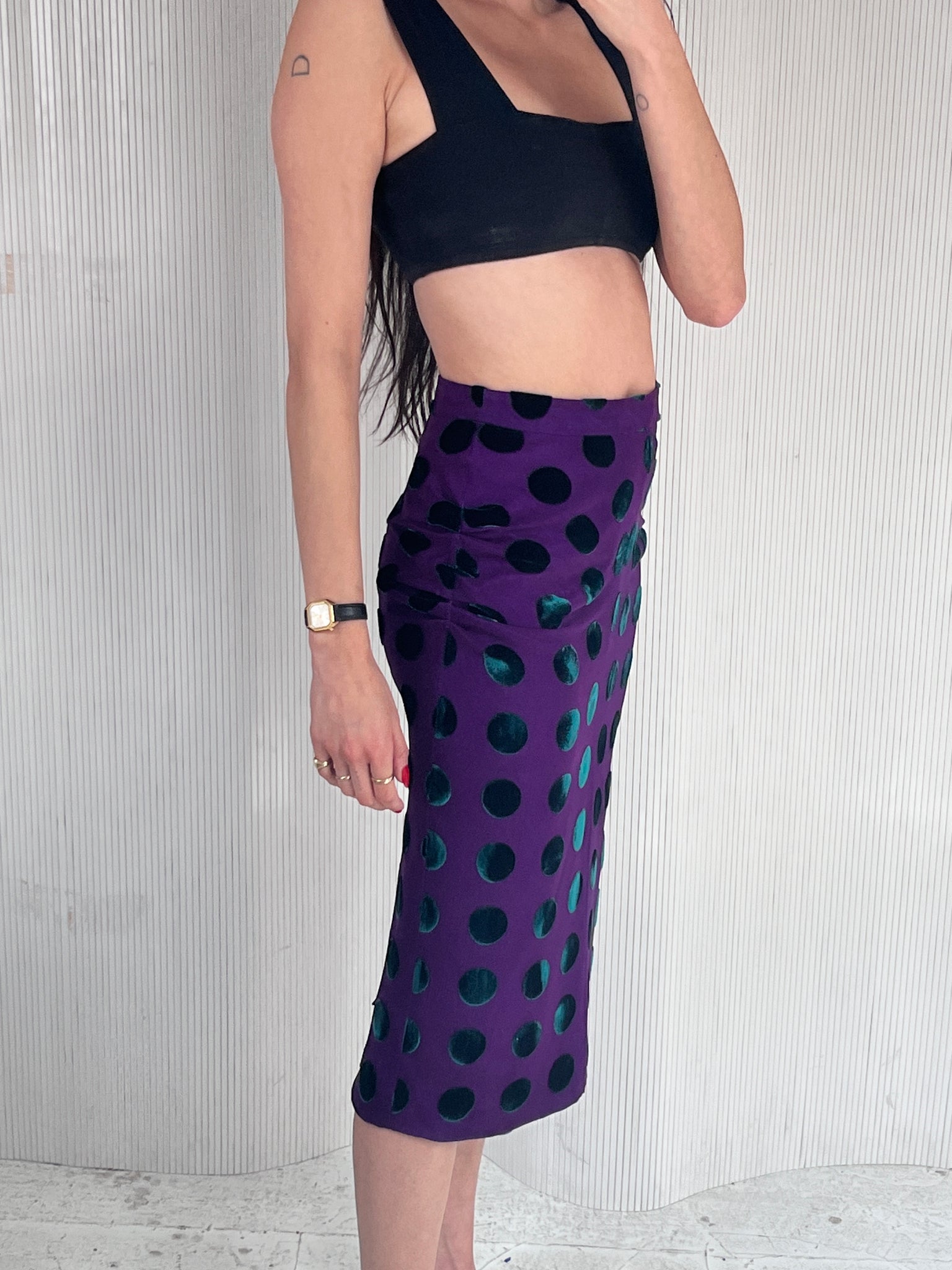 Giorgio Armani purple & green skirt & scarf set