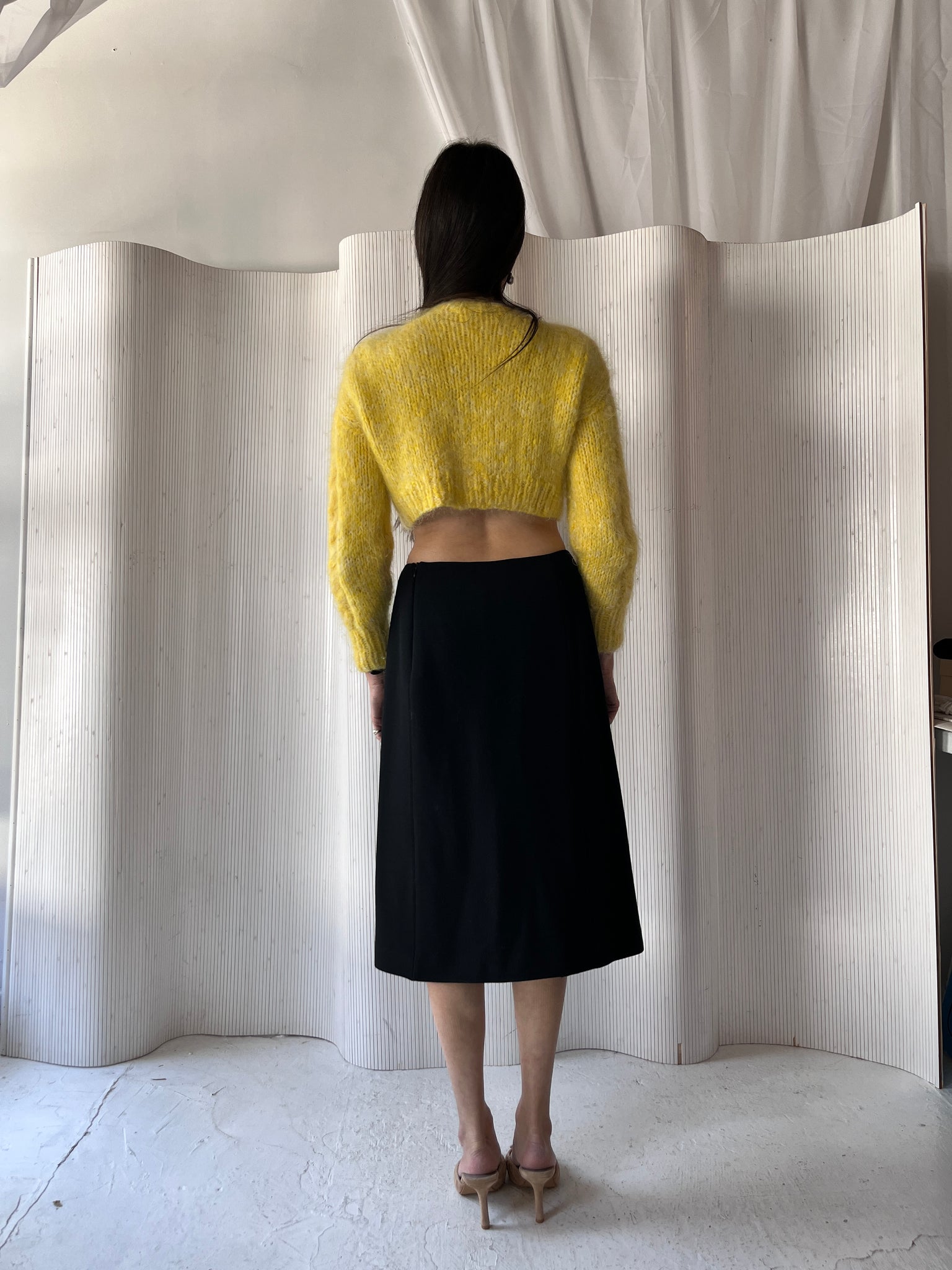 Frisson Knits Cropped Yellow Cardigan