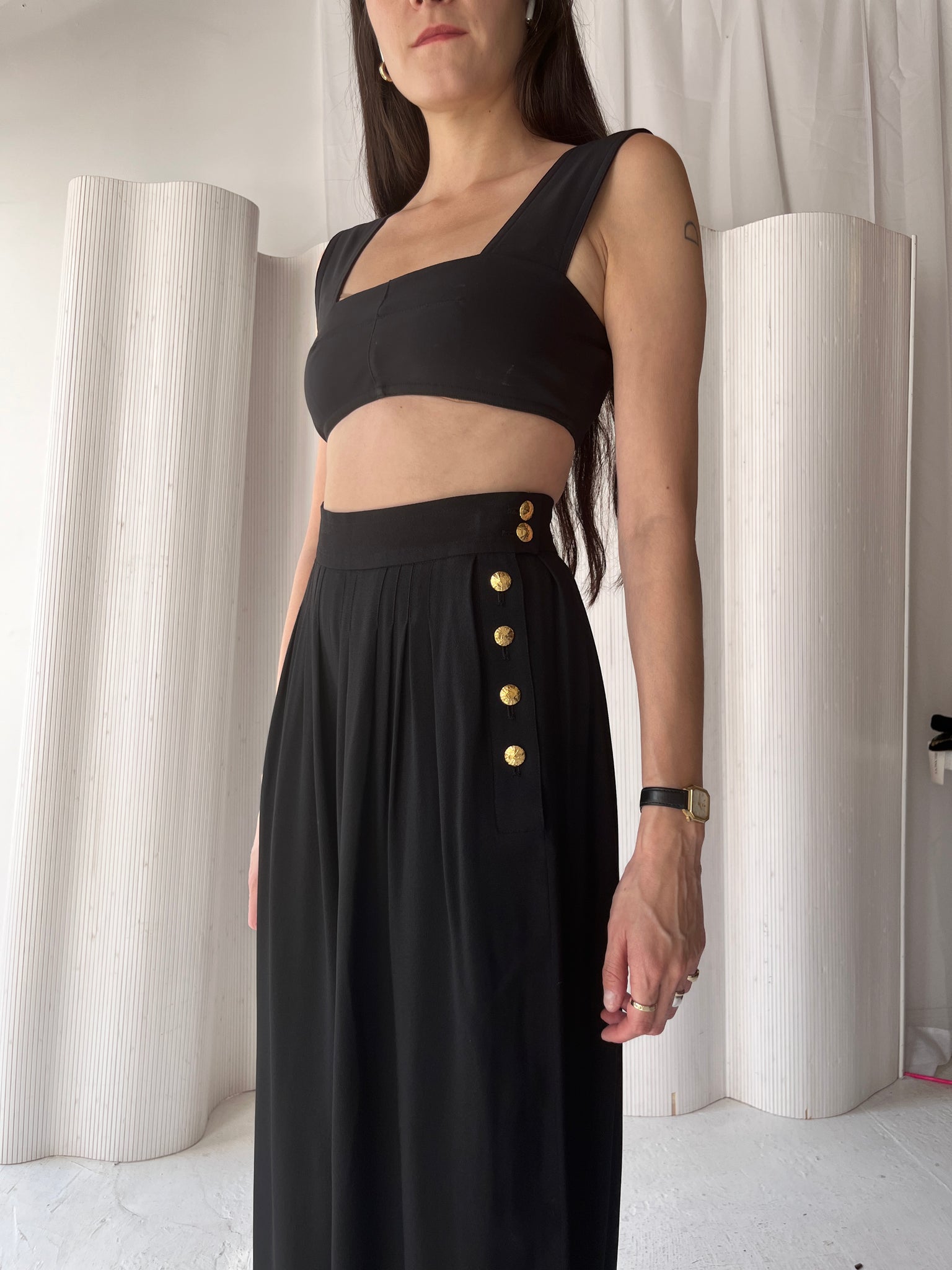 YSL crepe wide leg pants