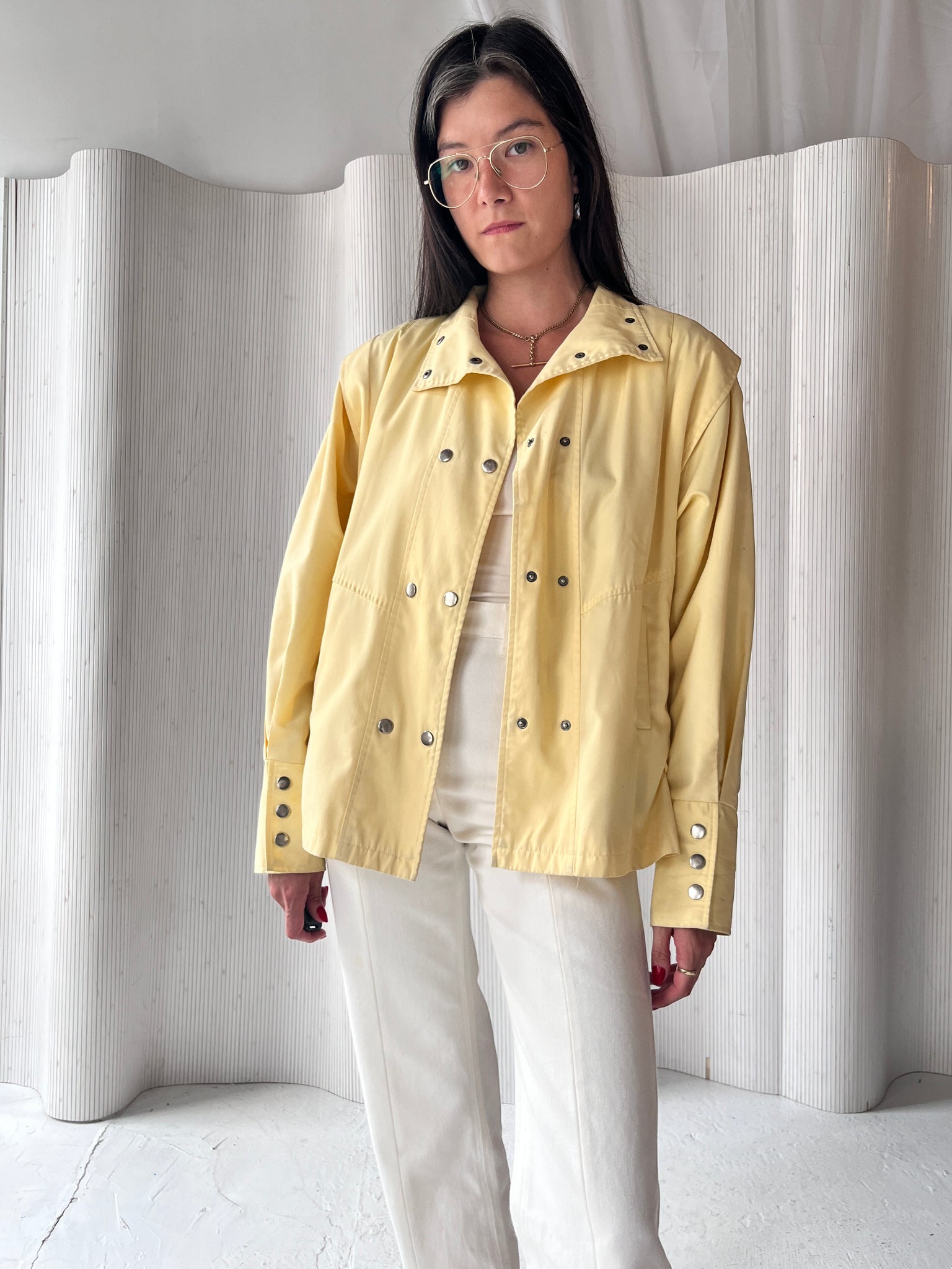 Yellow Cotton moto jacket