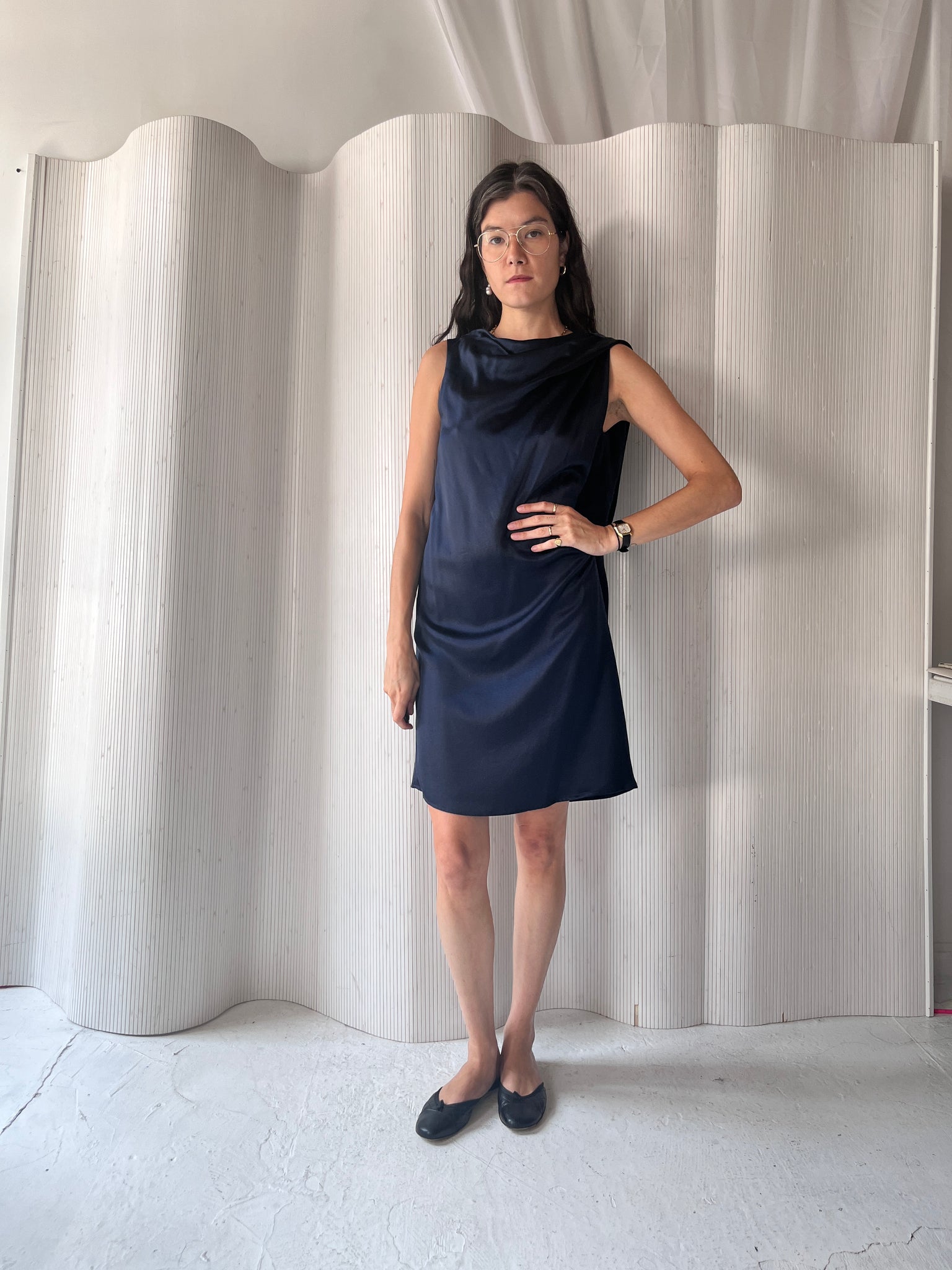 Doo-Ri Navy Silk Dress