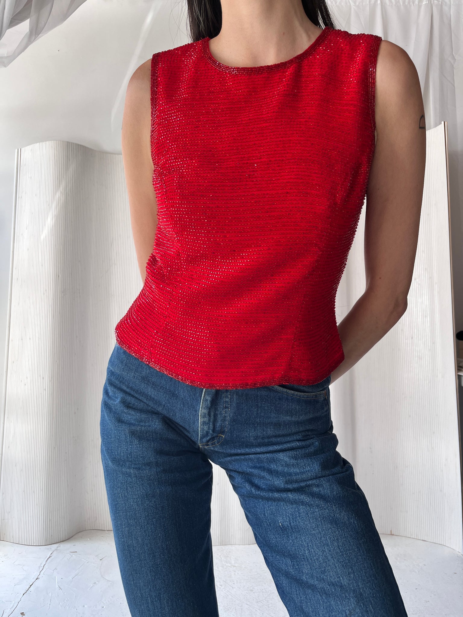 Red Beaded Top