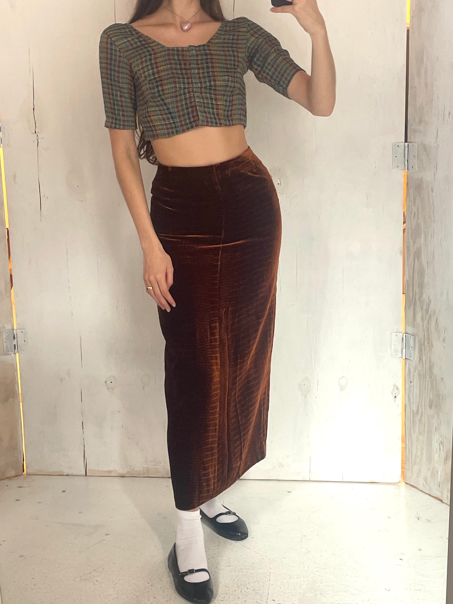 Anna Sui F/W 1996 velvet skirt