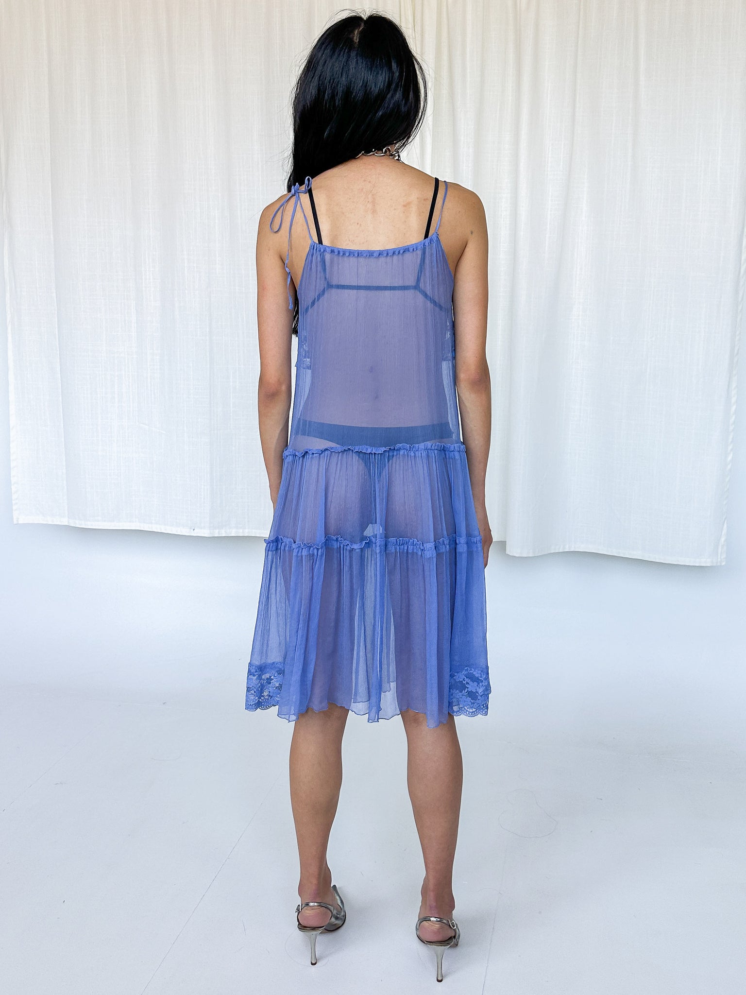 Alberta Ferretti Lilac Sequin Silk Chiffon Dress (XS-S)