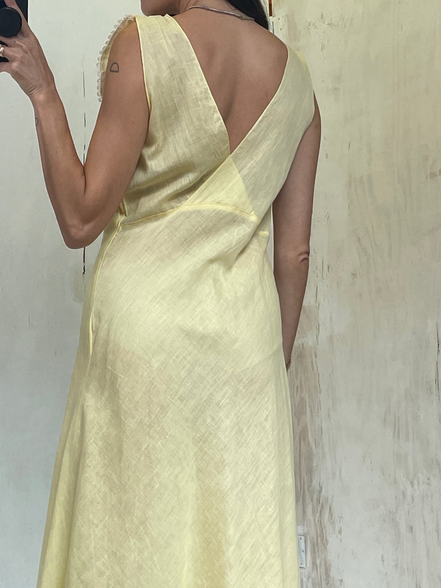 1940s Bias Cut Yellow Dress