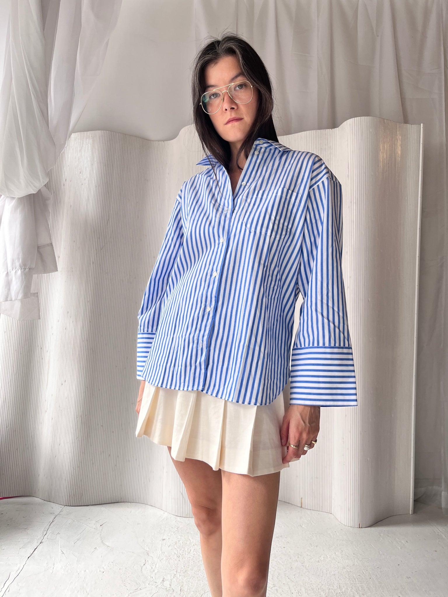 Sezane blue stripe shirt