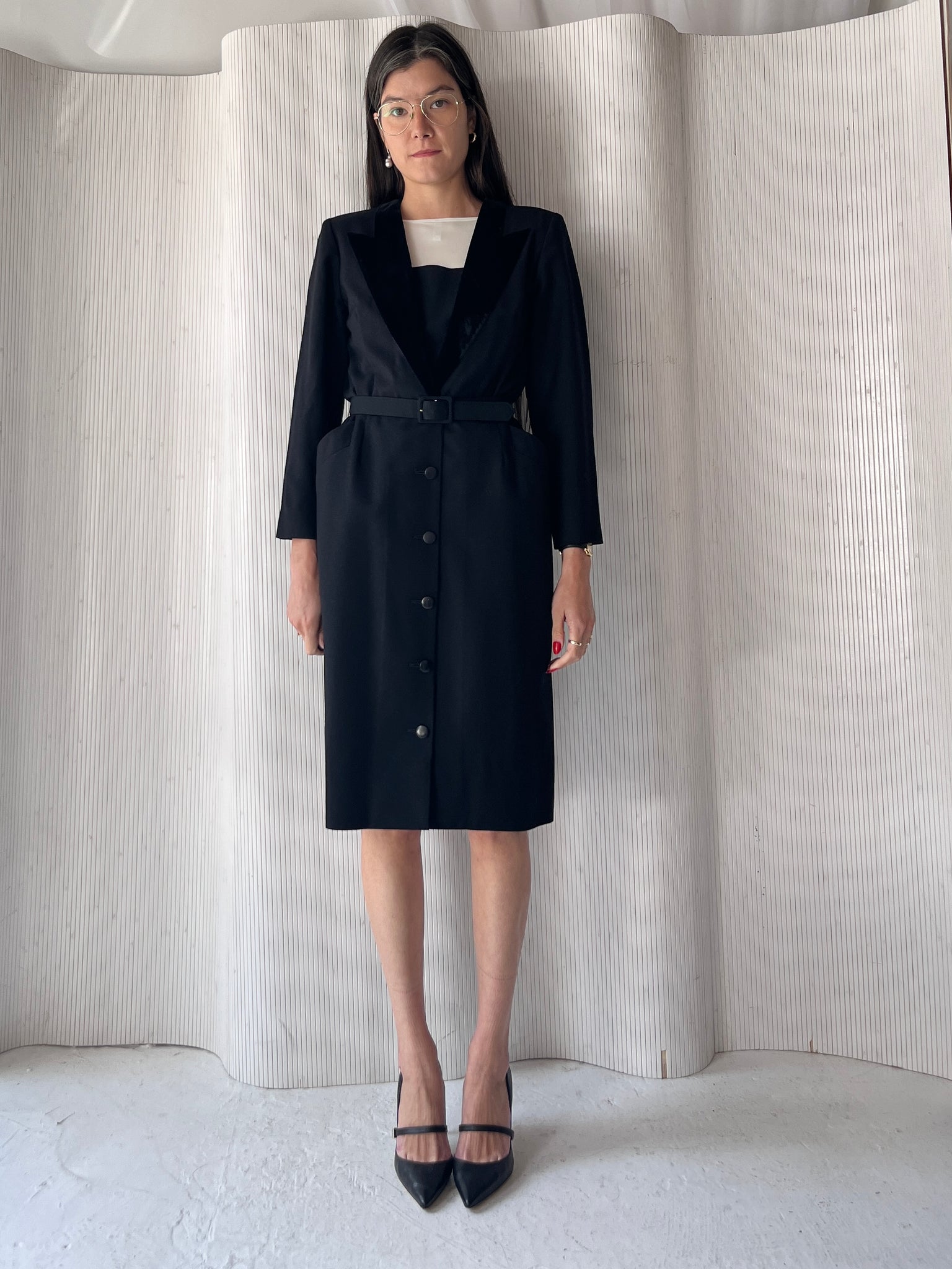 Dior Black Wool Belted Dress