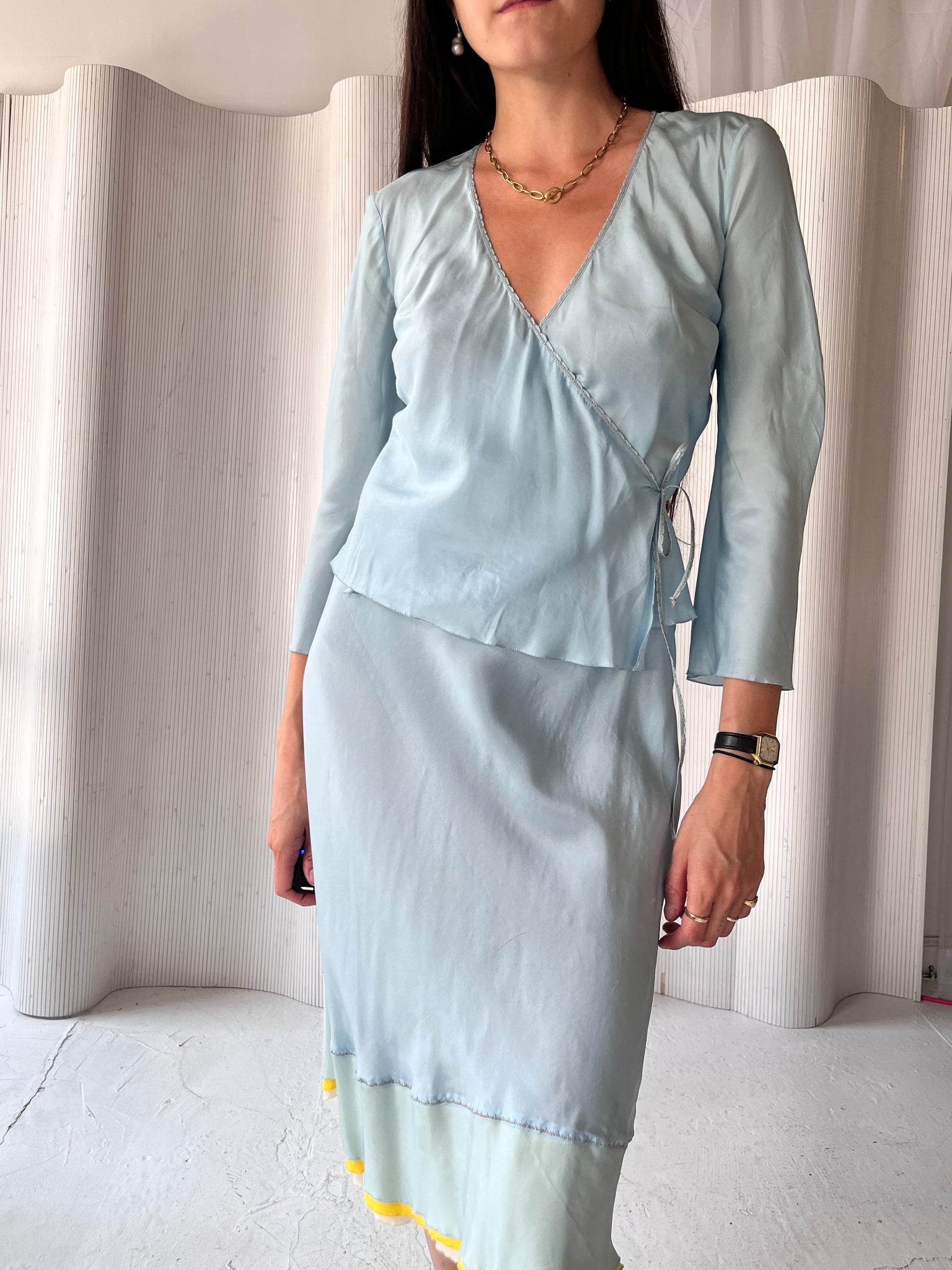 Alberta Ferretti Blue Silk top