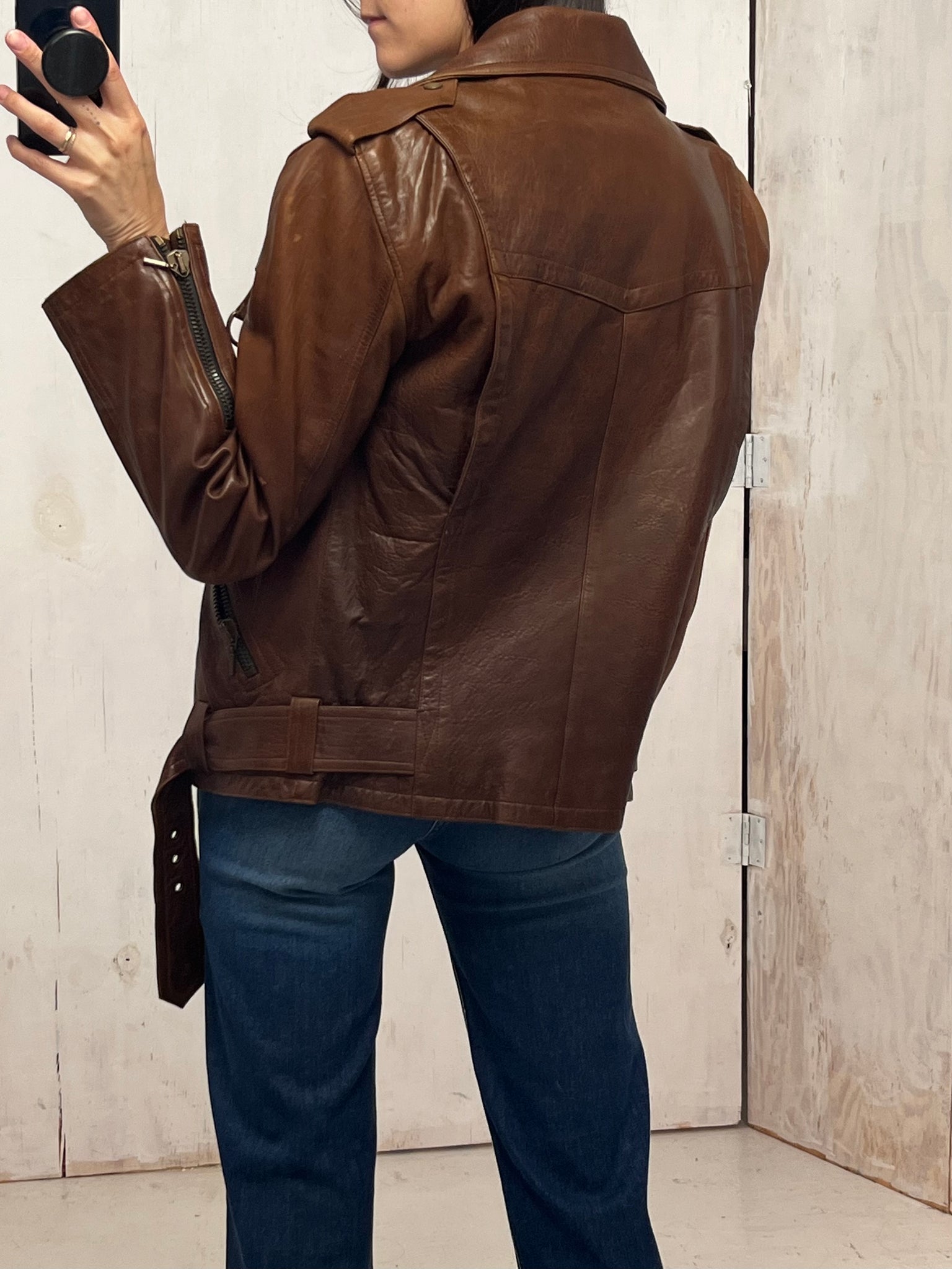 Brown Leather Plein Sud Motorcycle Leather Jacket