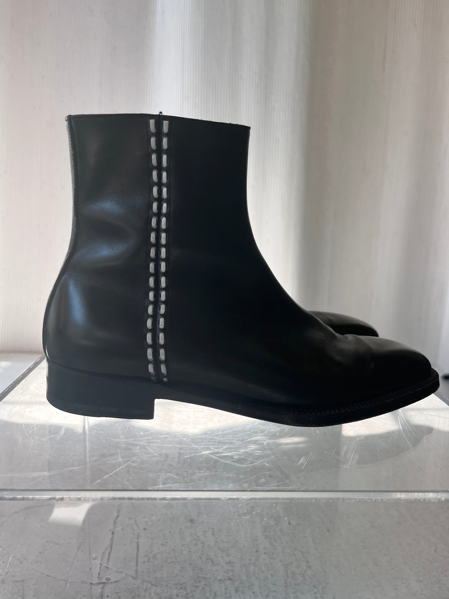 The Row black leather boot