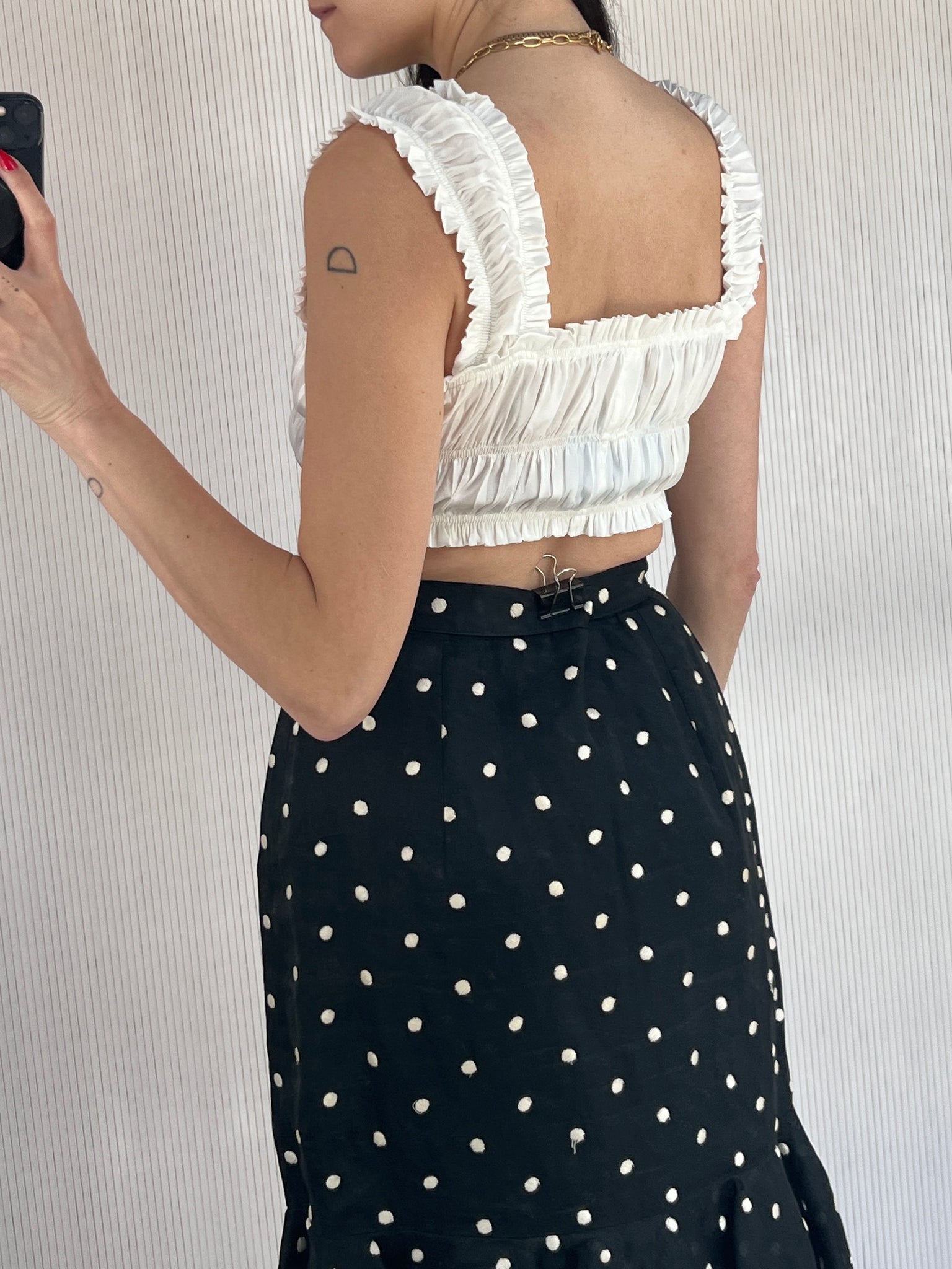 White ruched crop top