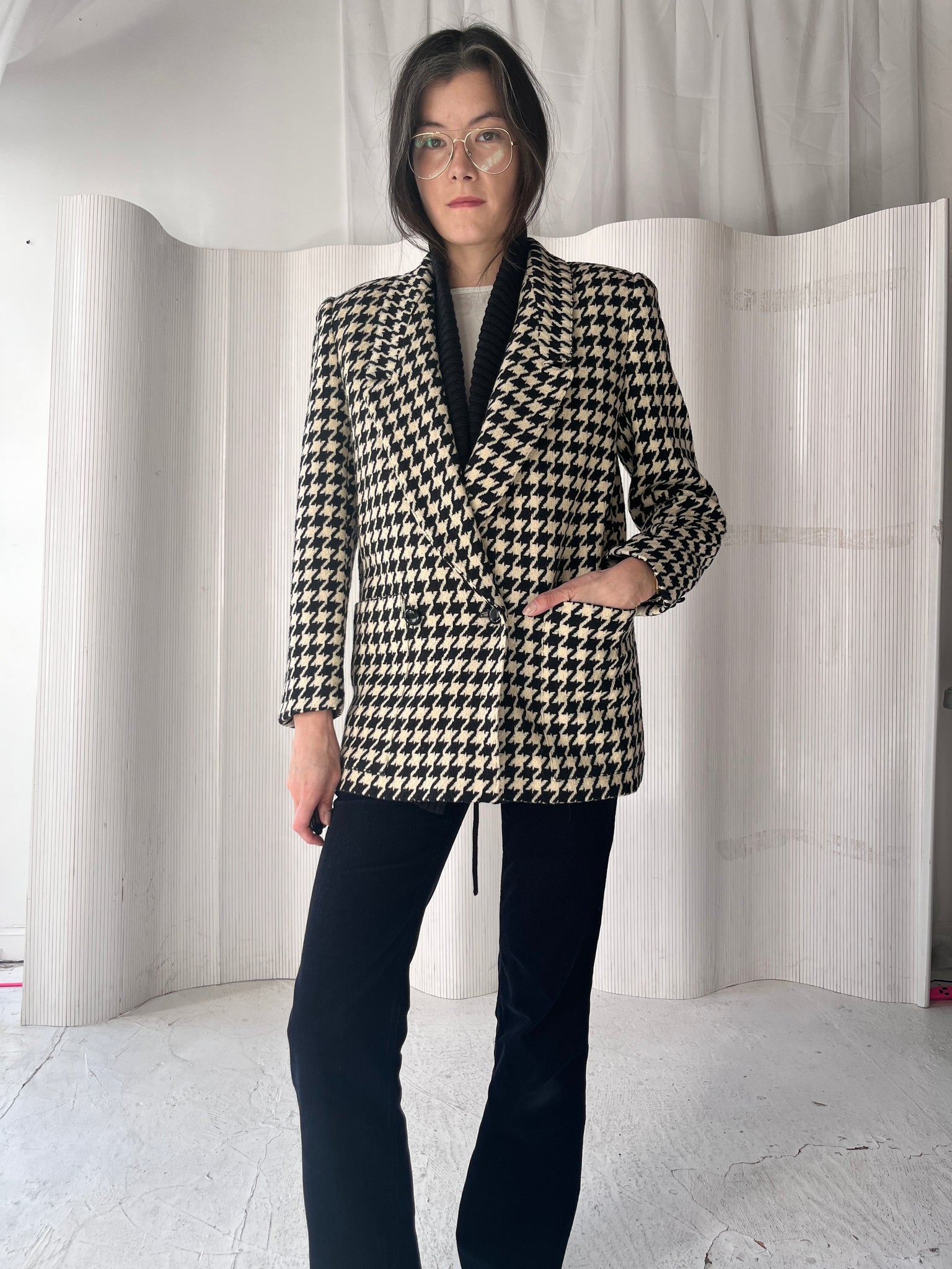 Vintage Wool Houndstooth Blazer