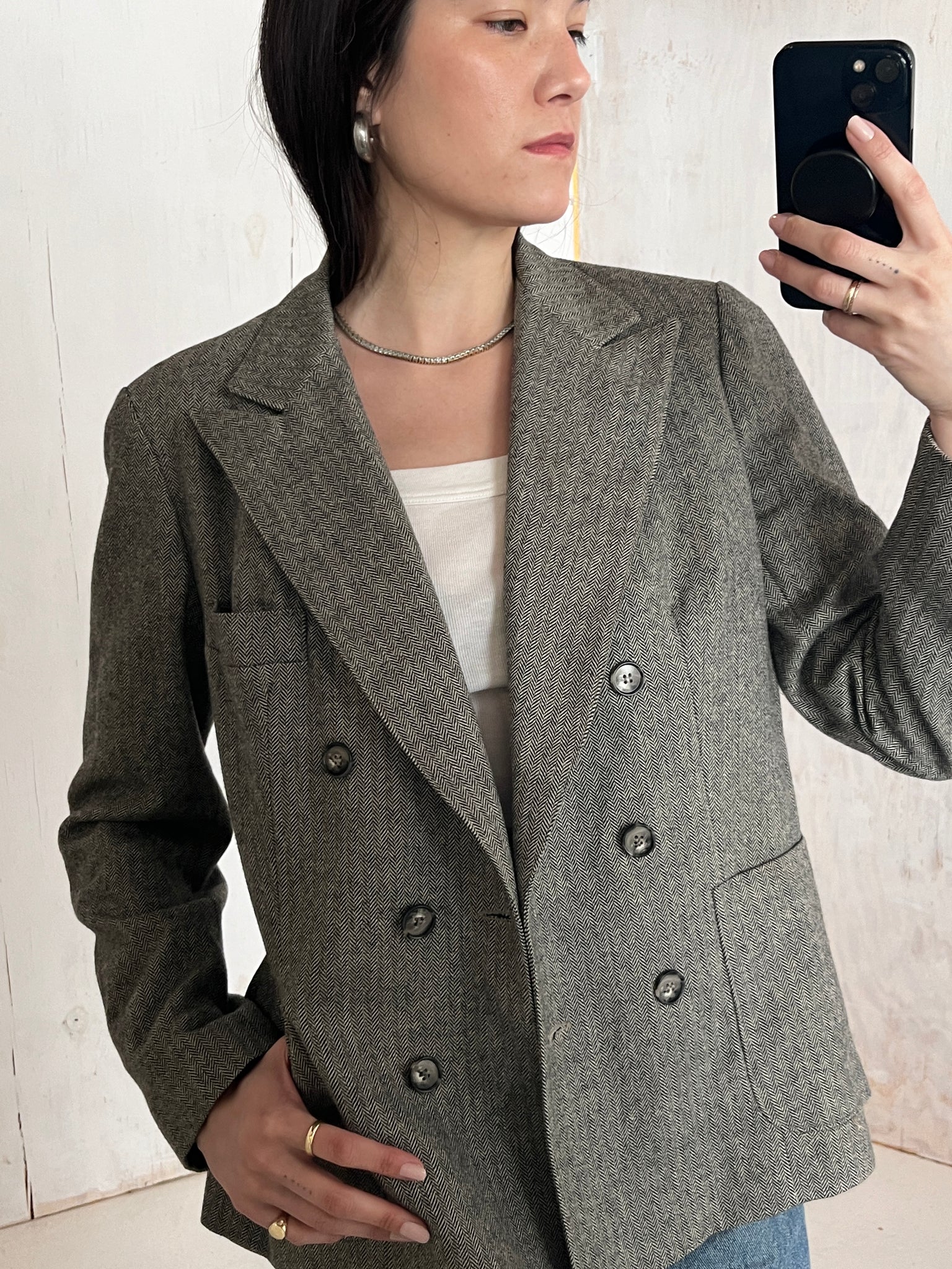 Evan Picone Herringbone Wool Blazer