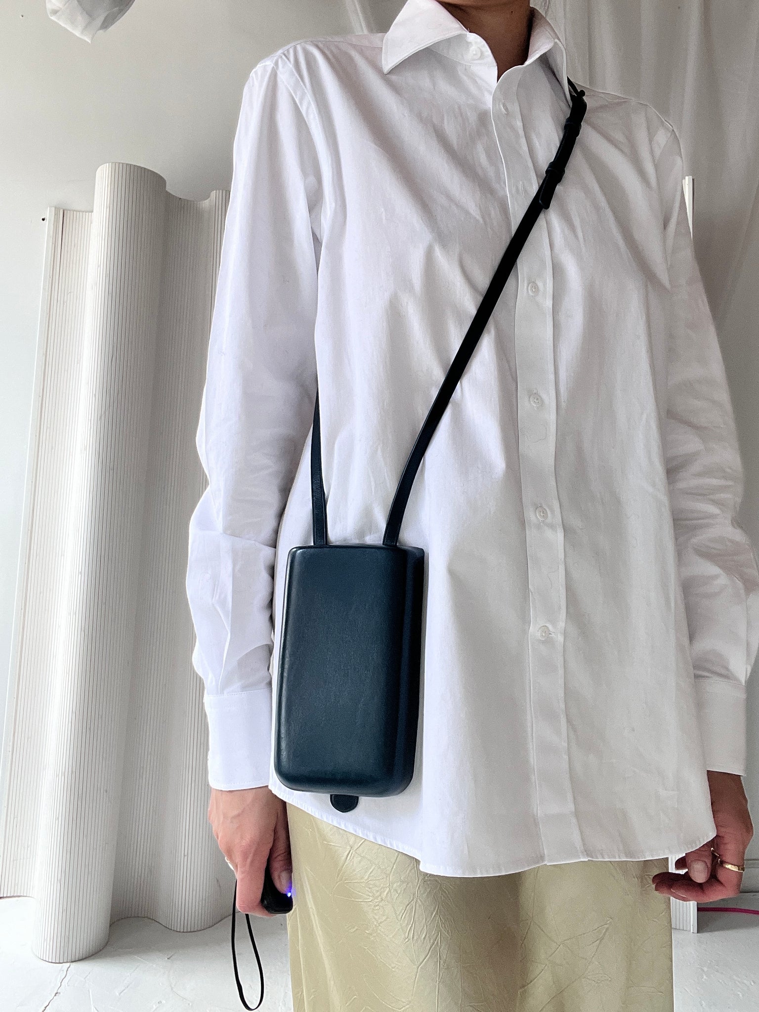 Lemaire teal molded leather bag