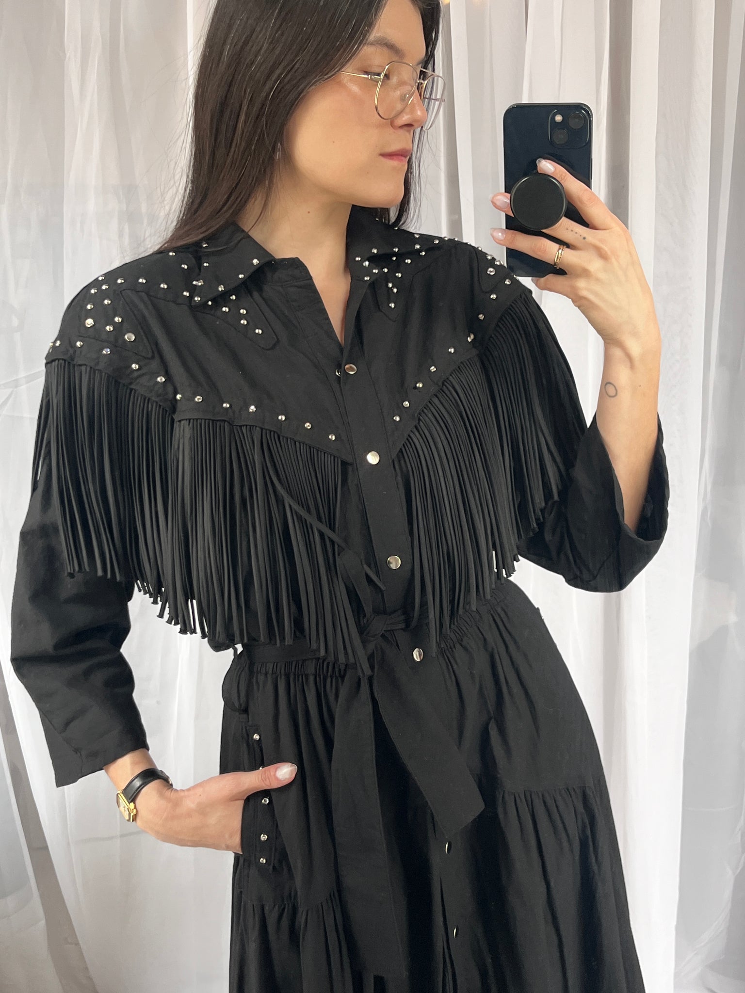 1980s Varda Garfinkel fringed western dress