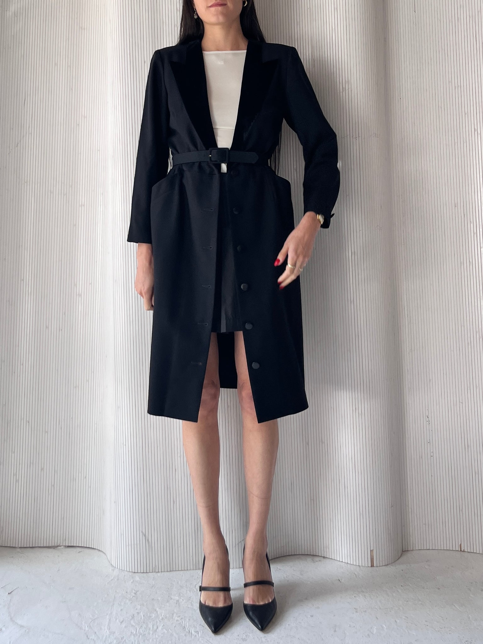 Dior Black Wool Belted Dress