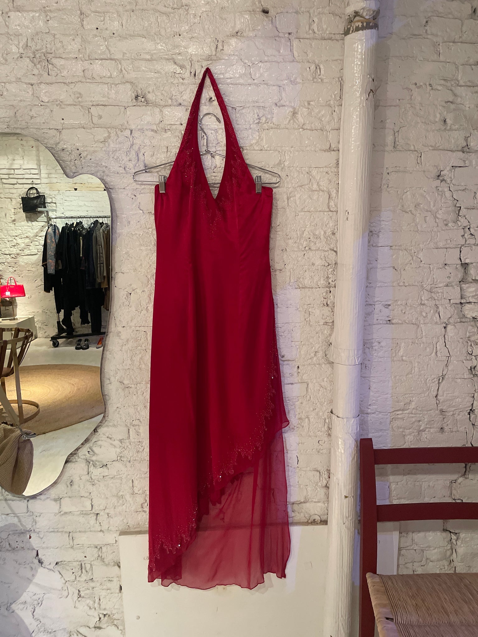 Silk Garnet Halter Gown