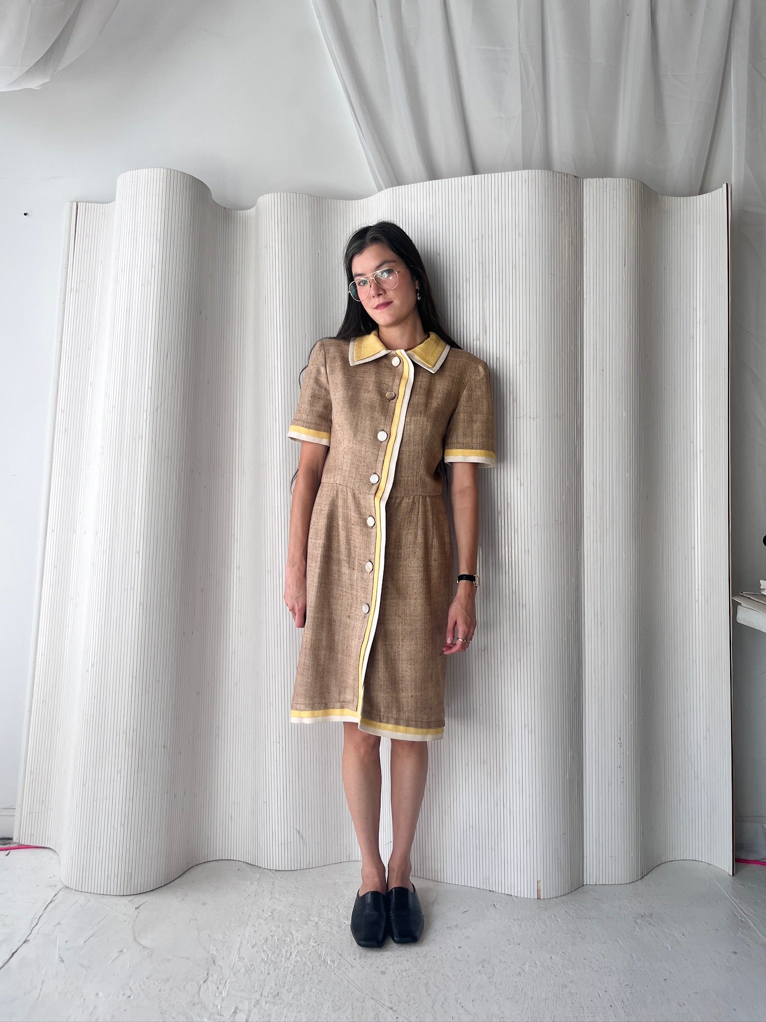 Valentino Nutmeg + Mustard Silk Dress