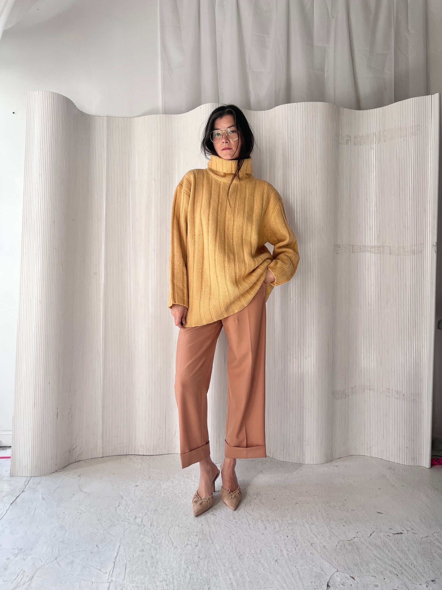 Vintage Yellow Wool Turtleneck