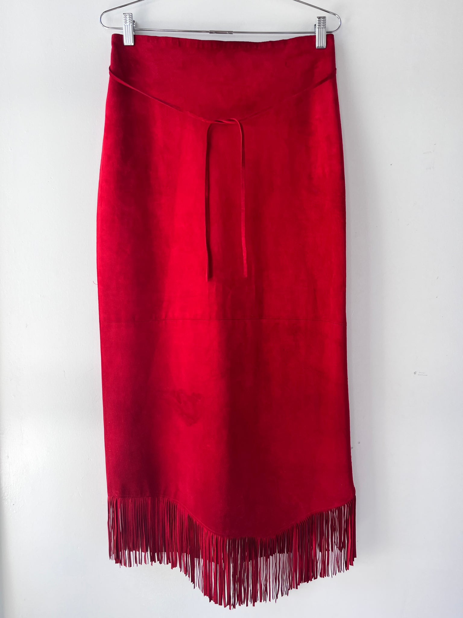 Zebra Leather Red Suede Western Skirt