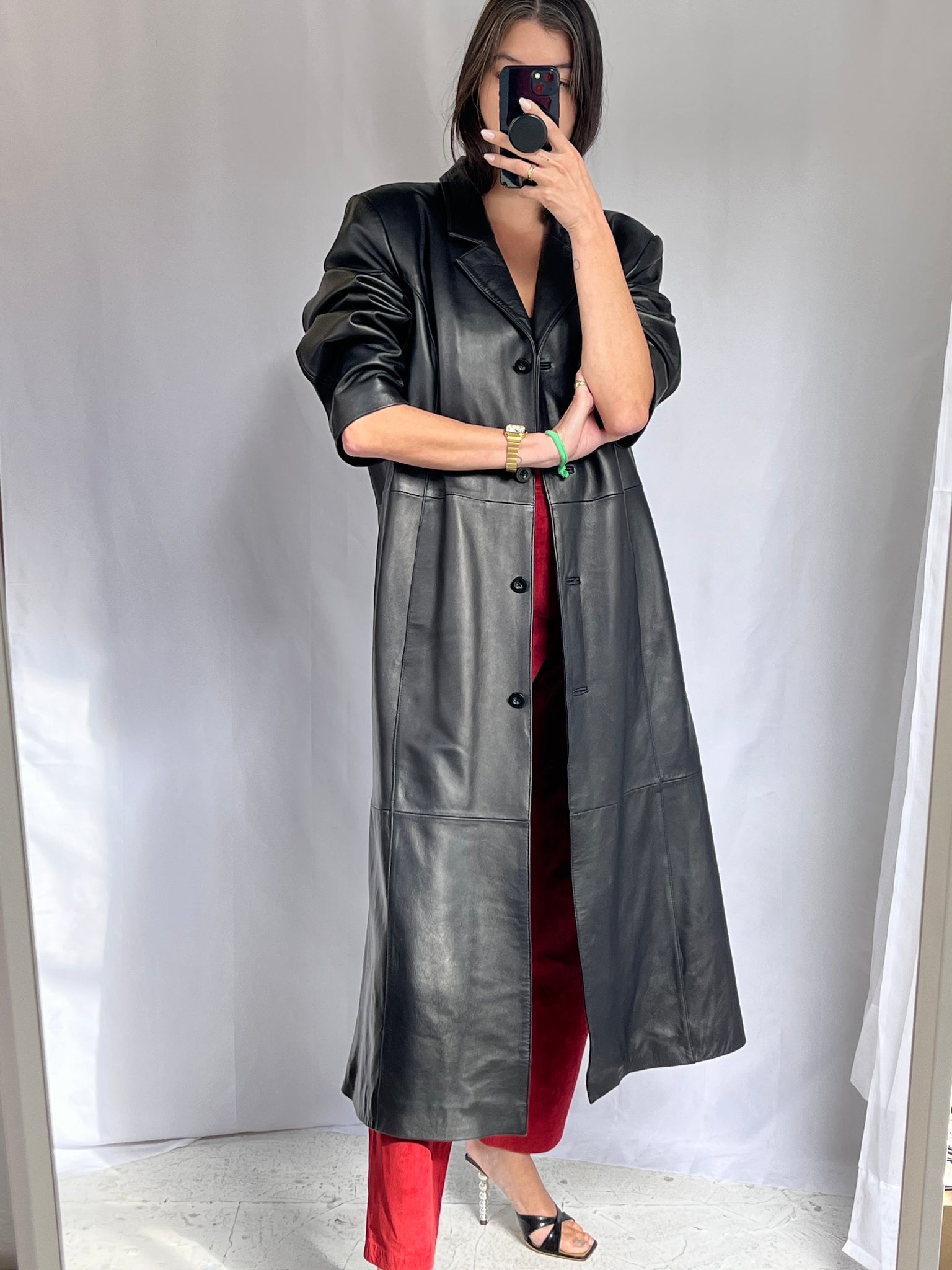 Black Soft Leather Duster