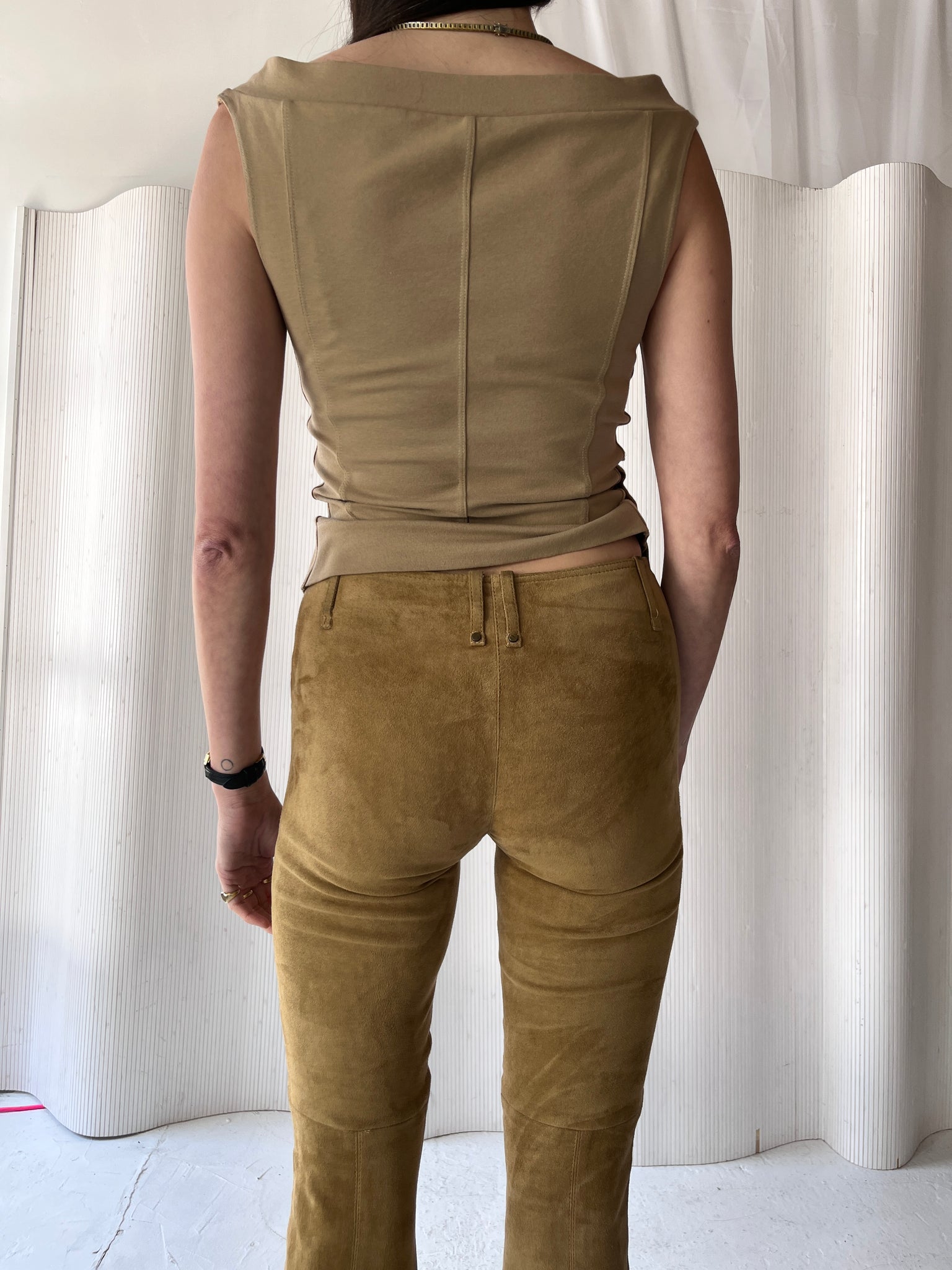 Plein Sud 2000s Camel Leather Pants